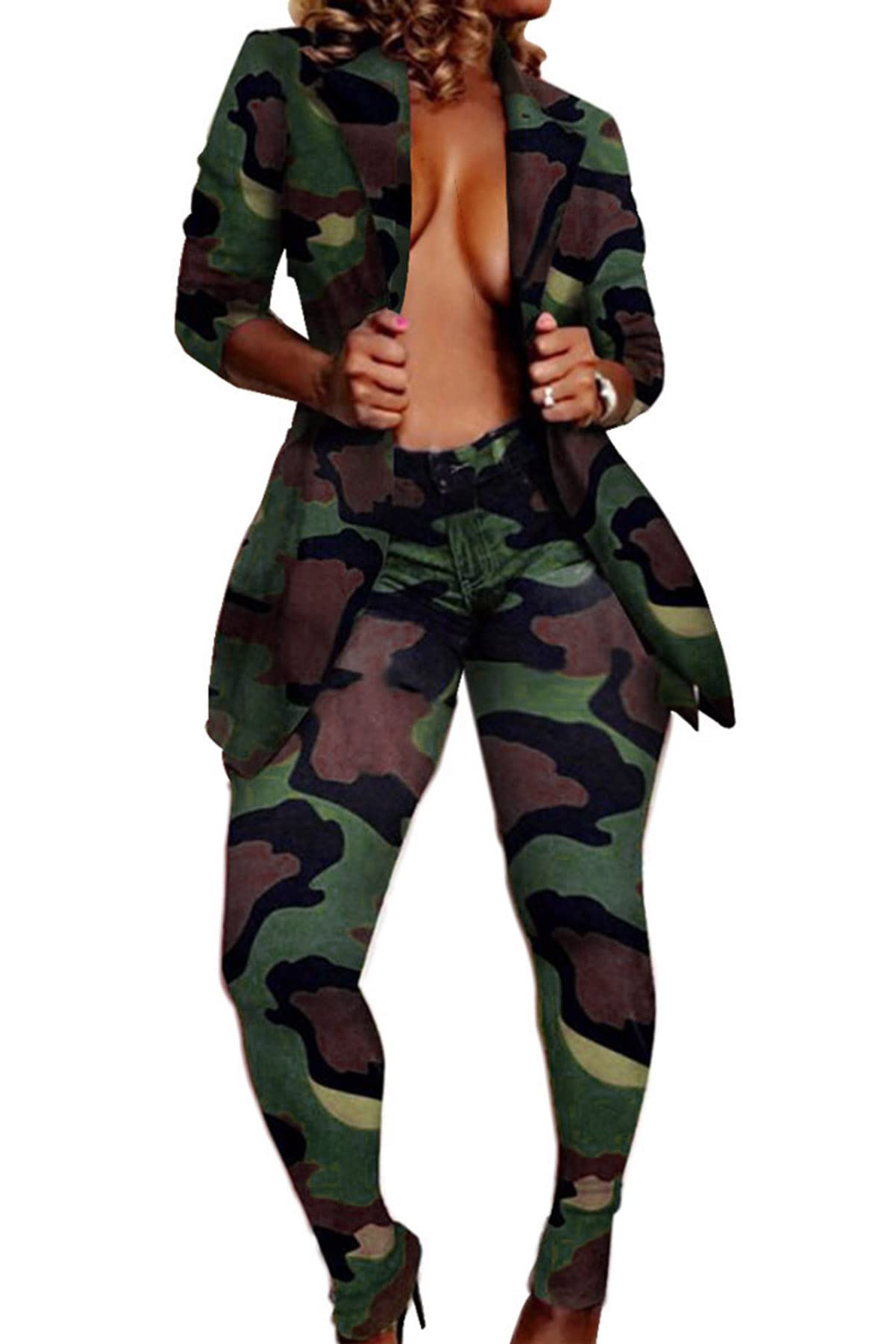 Stylish Women's 2-Piece Outfit Set - Open Front Blazer Jacket & Thigh-High Stockings Leggings | Sexy Office Wear & Night Out Fashion