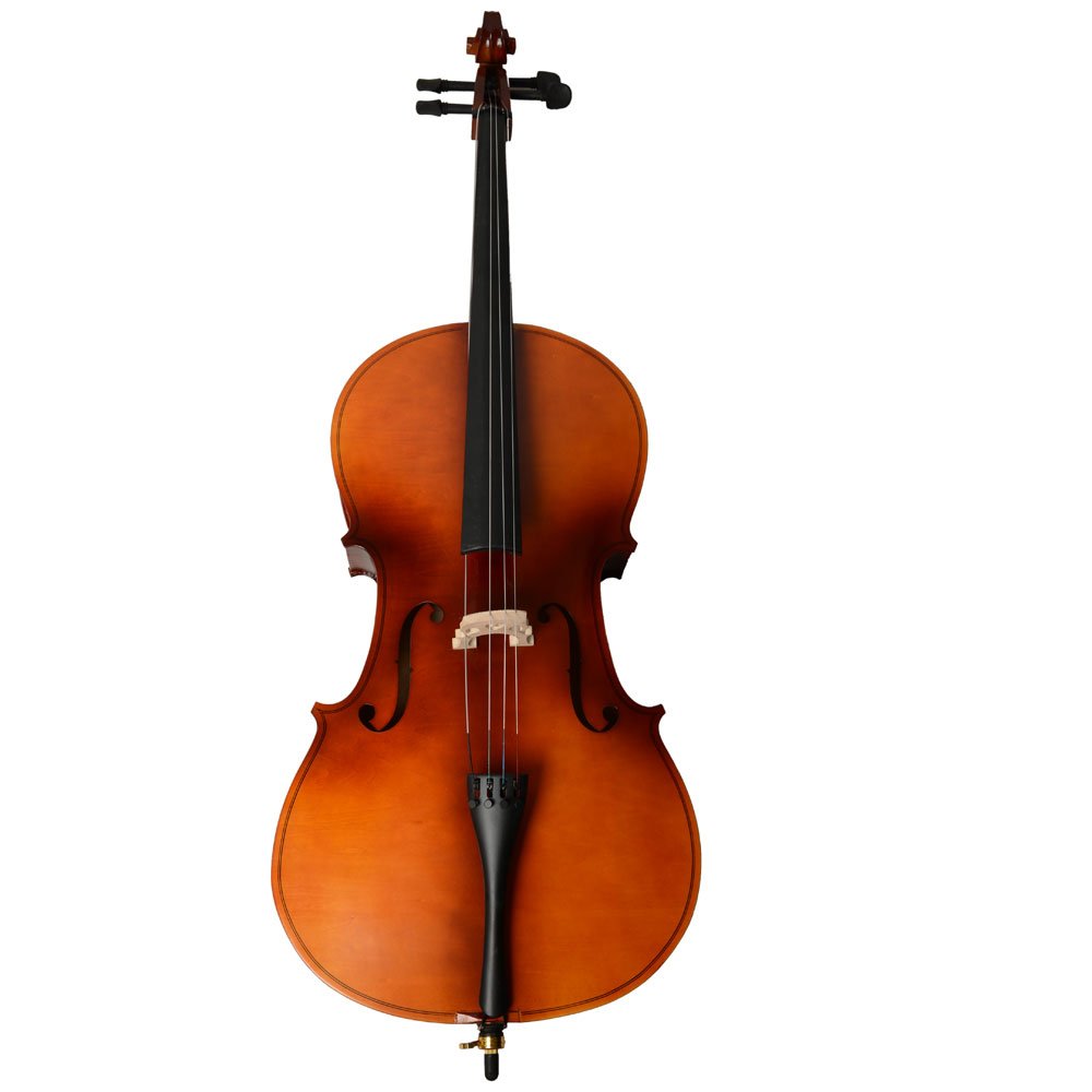 4/4 Full Size Acoustic Cello Set with Hard Case, Bow & Rosin - Matte Finish for Beginners & Students - Perfect for School Orchestras, Home Practice & Live Performances