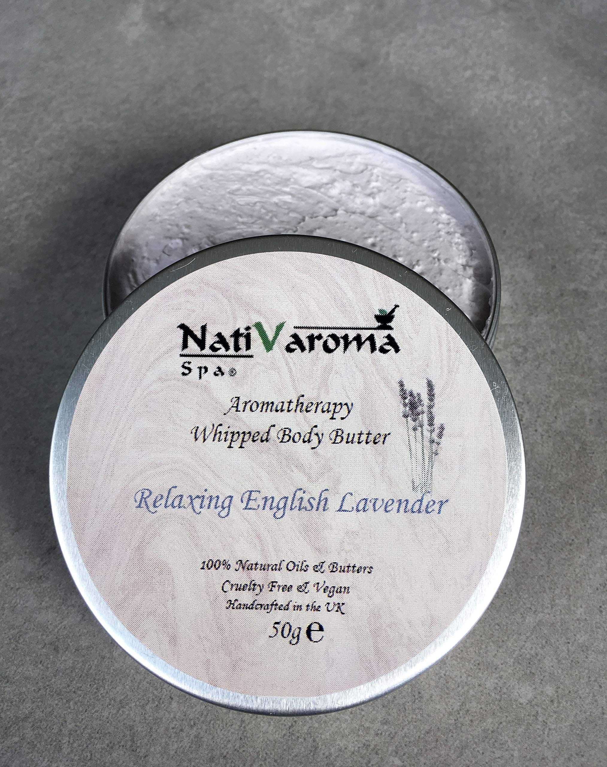Lavender Whipped Body Butter - Shea & Cocoa Butter with Lavender Oil | Handcrafted, Vegan, Moisturizing Body Cream for Dry Skin | Perfect for Massage, Spa & Nighttime Skincare Routine (Large 50g/100ml)