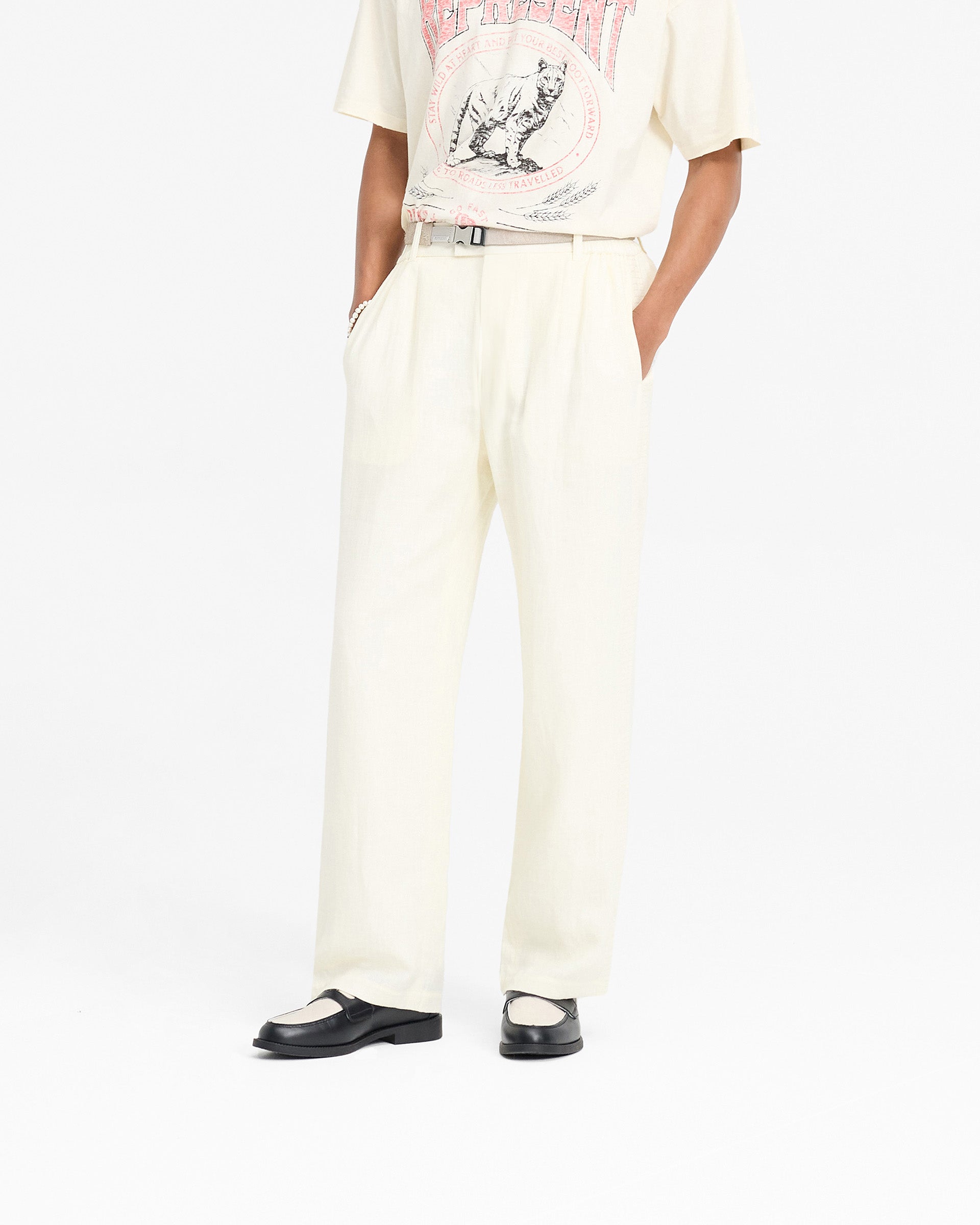 Represent X Duke + Dexter Resort Pant in Ecru - Comfortable Vacation & Travel Pants for Men - Perfect for Beach, Cruise & Summer Getaways