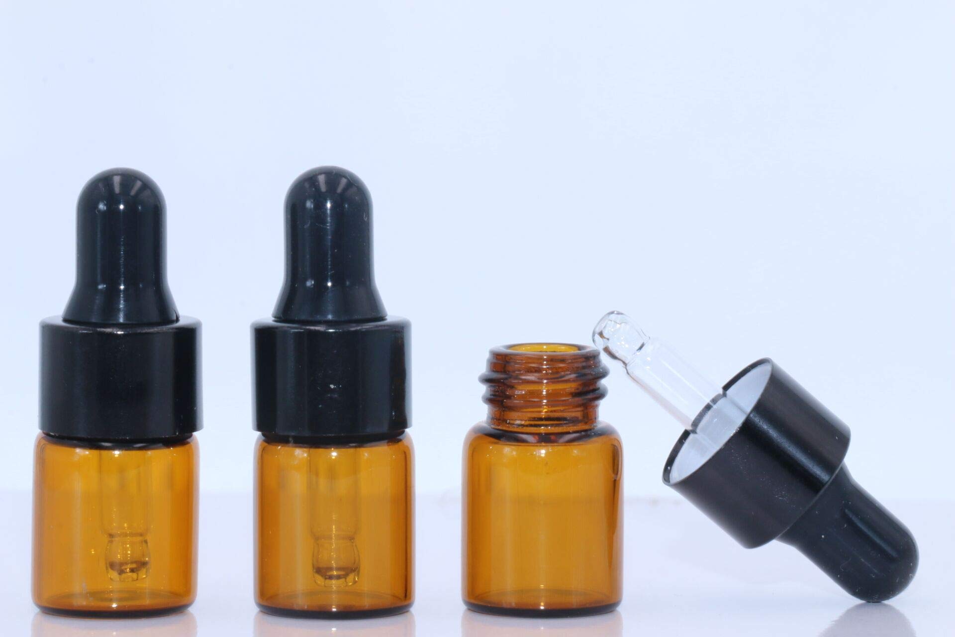 30Pcs 2ml Amber Glass Dropper Bottles - Empty Essential Oil Sample Vials with Glass Eye Droppers & Black Caps - Perfect for DIY Perfume, Aromatherapy, Skincare and Cosmetic Storage (2ml)