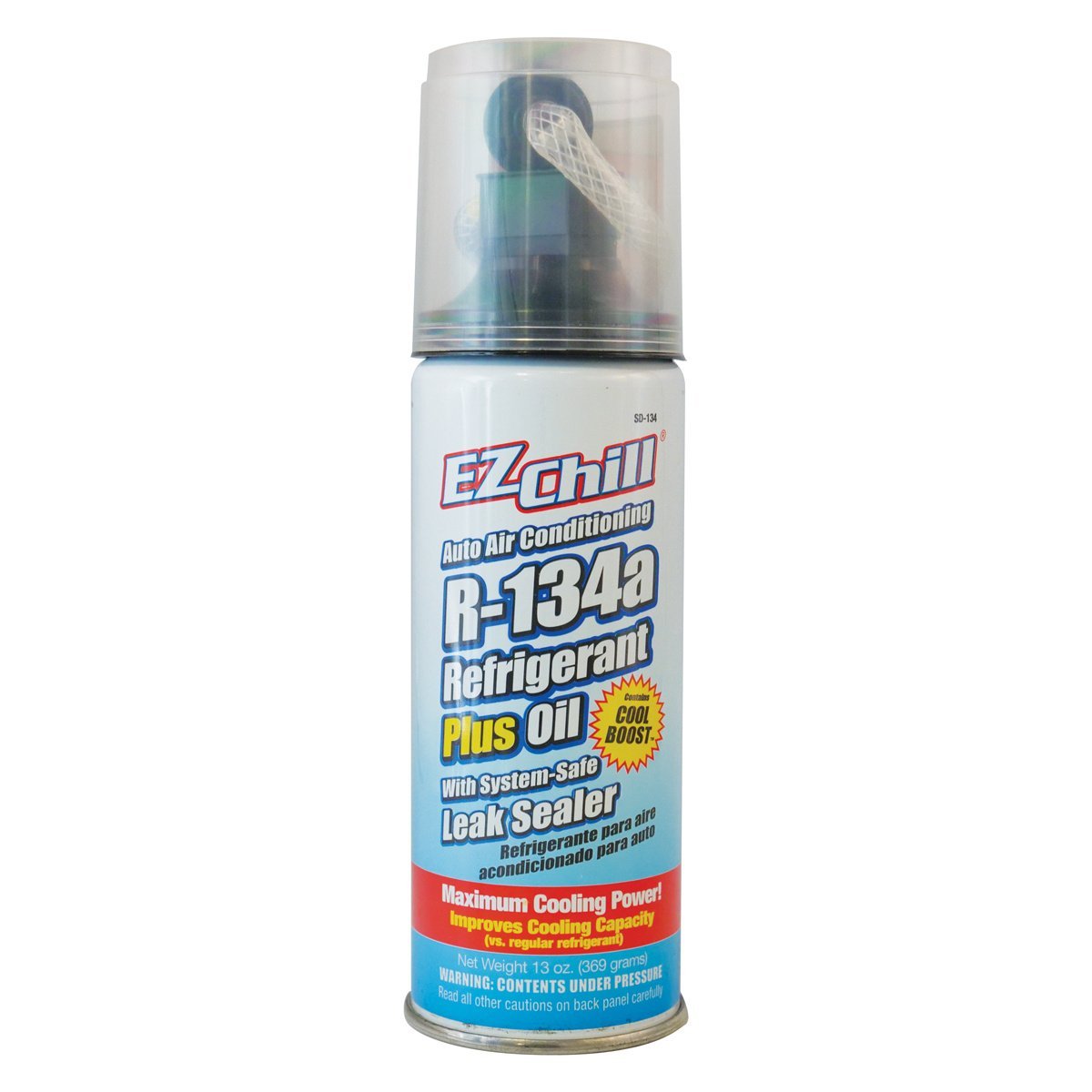 EZ Chill® Auto AC Recharge Kit - 13 oz R134a Refrigerant for Car Air Conditioning System - Quick & Easy DIY Cooling Solution for Home Garage or Roadside Emergency