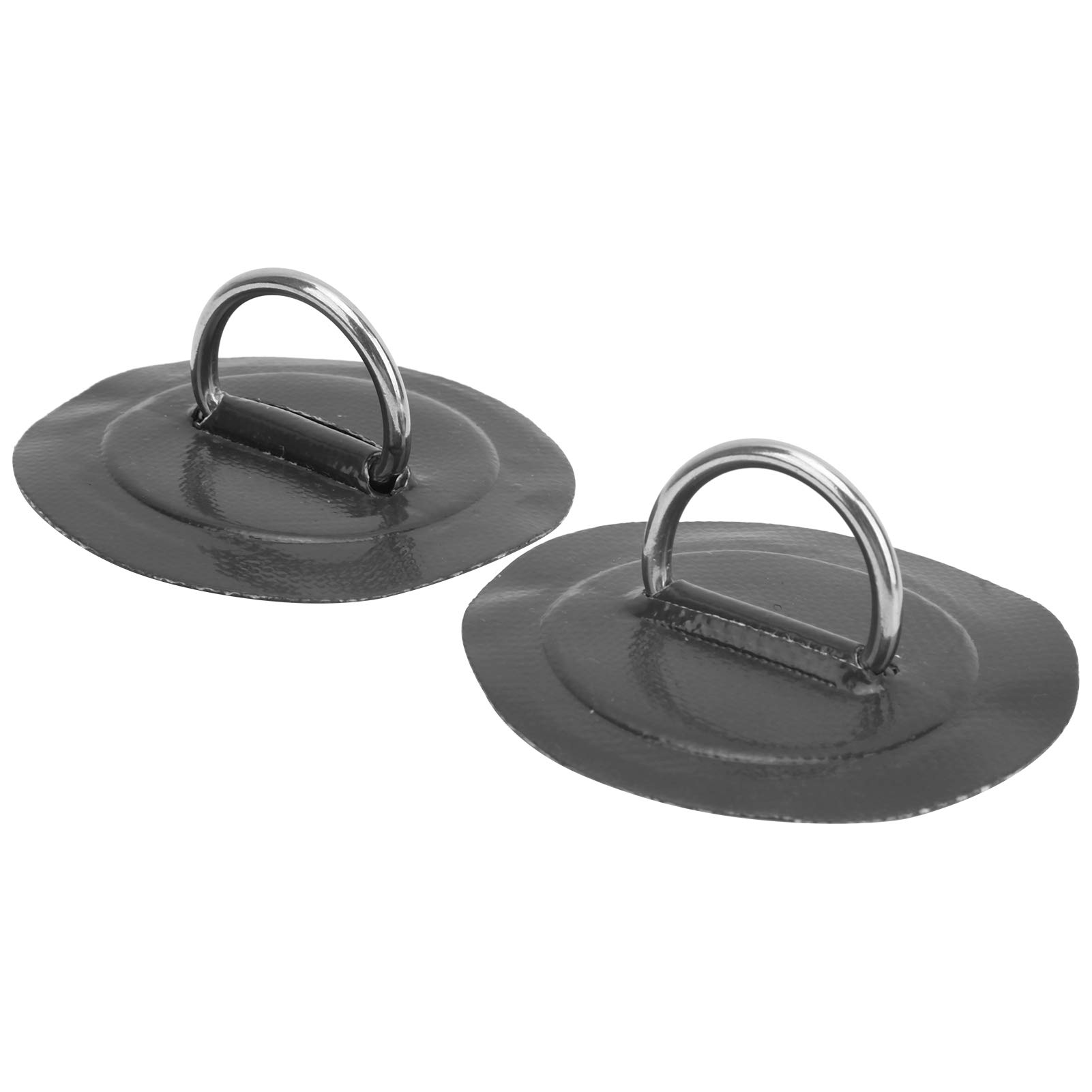 SUNGOOYUE 2-Pack Inflatable Boat D-Ring Patch - Heavy Duty PVC Marine Stainless Steel Buckle for Kayak, Raft, Dinghy - Perfect for Boat Repair & Watercraft Accessories (Black)