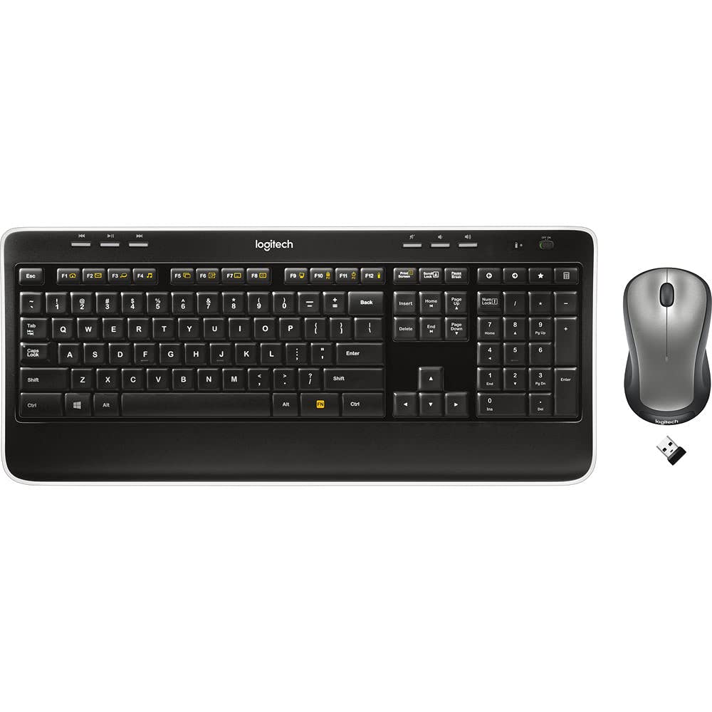 Logitech MK520 Wireless Keyboard and Mouse Combo - Ergonomic Design for Home & Office Use, Long Battery Life, Plug-and-Play USB Receiver - Perfect for Typing, Gaming, and Productivity Tasks