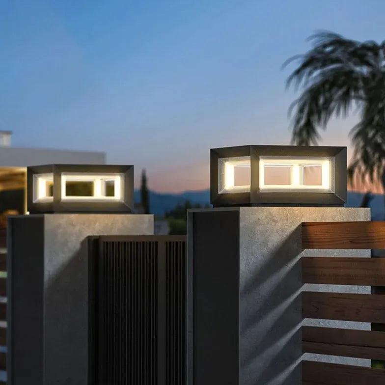 Modern Square LED Outdoor Pillar Lights - Waterproof Landscape Lighting for Garden, Pathway, Patio, and Driveway