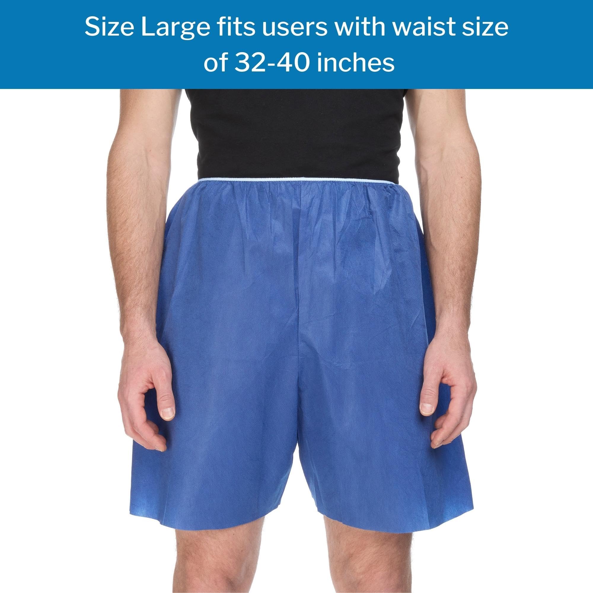 McKesson Disposable Patient Exam Shorts - Non-Woven Blue Medical Shorts with Elastic Waistband (Size Large, 100 Count) - Perfect for Hospitals, Clinics & Medical Checkups