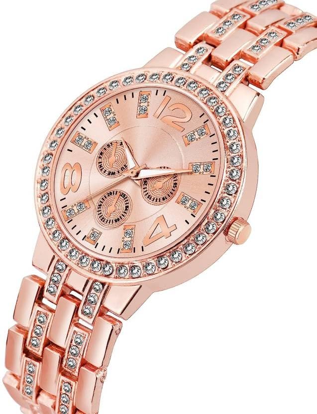 Trendyaddy Women's Gold Stainless Steel Analog Quartz Watch with Round Dial - Elegant & Durable Timepiece for Everyday Wear, Birthday, Rakshabandhan & Festive Gifts | Perfect for Office, Party & Casual Outfits