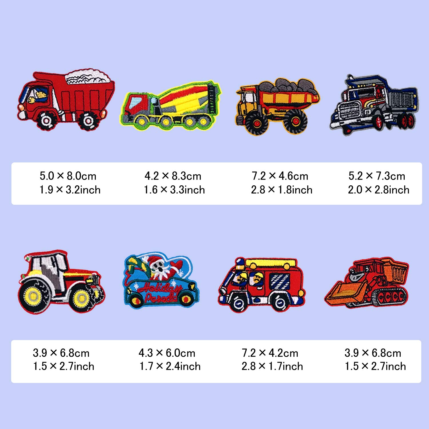 Woohome 16 PCS Iron-On & Sew-On Car Patches Set - Excavator, Racing Car, Fire Truck Appliques for DIY Crafts, Clothing, Jeans, Jackets & Bags Repair | Perfect for Kids' Crafts, Costume Design & Personalized Gifts