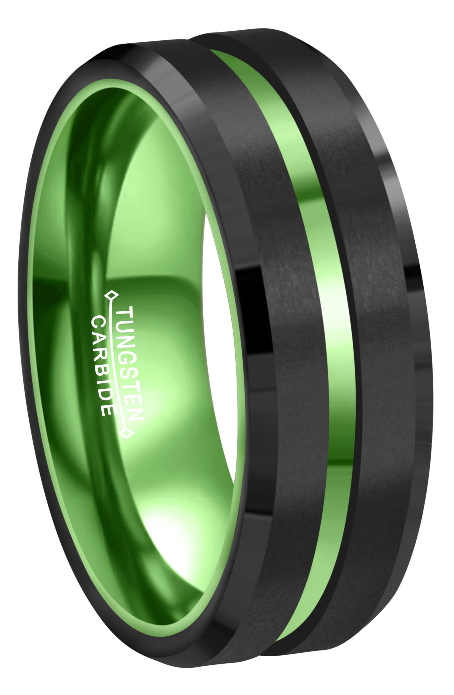 CROWNAL 8mm Red & Black Tungsten Wedding Band Ring for Men & Women - Red Groove Matte Finish, Sizes 6-16 - Perfect for Anniversaries, Engagements & Everyday Wear