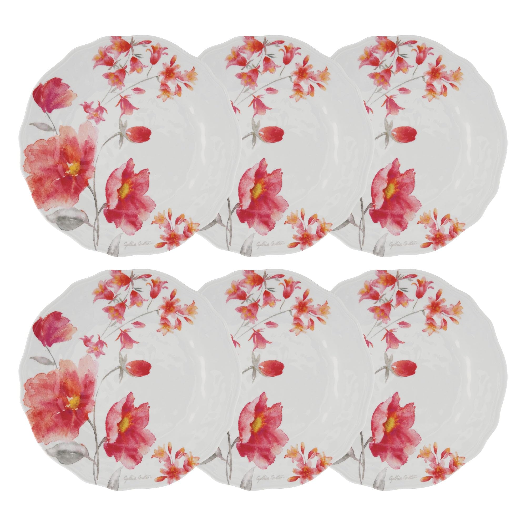 UPware 6-Piece Melamine Salad Plate Set - BPA-Free, Dishwasher Safe 8.75