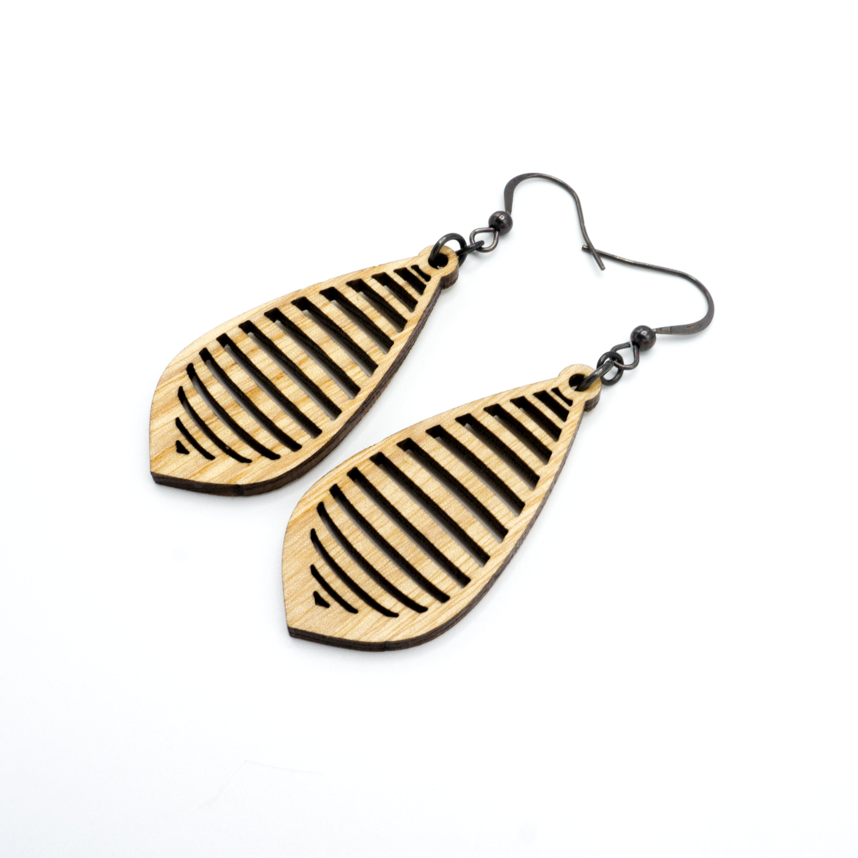 Gem Point 12 [S] Wooden Earrings - Handcrafted Ash Wood Dangle Earrings for Women | Boho Chic Jewelry for Casual Wear, Parties & Special Occasions
