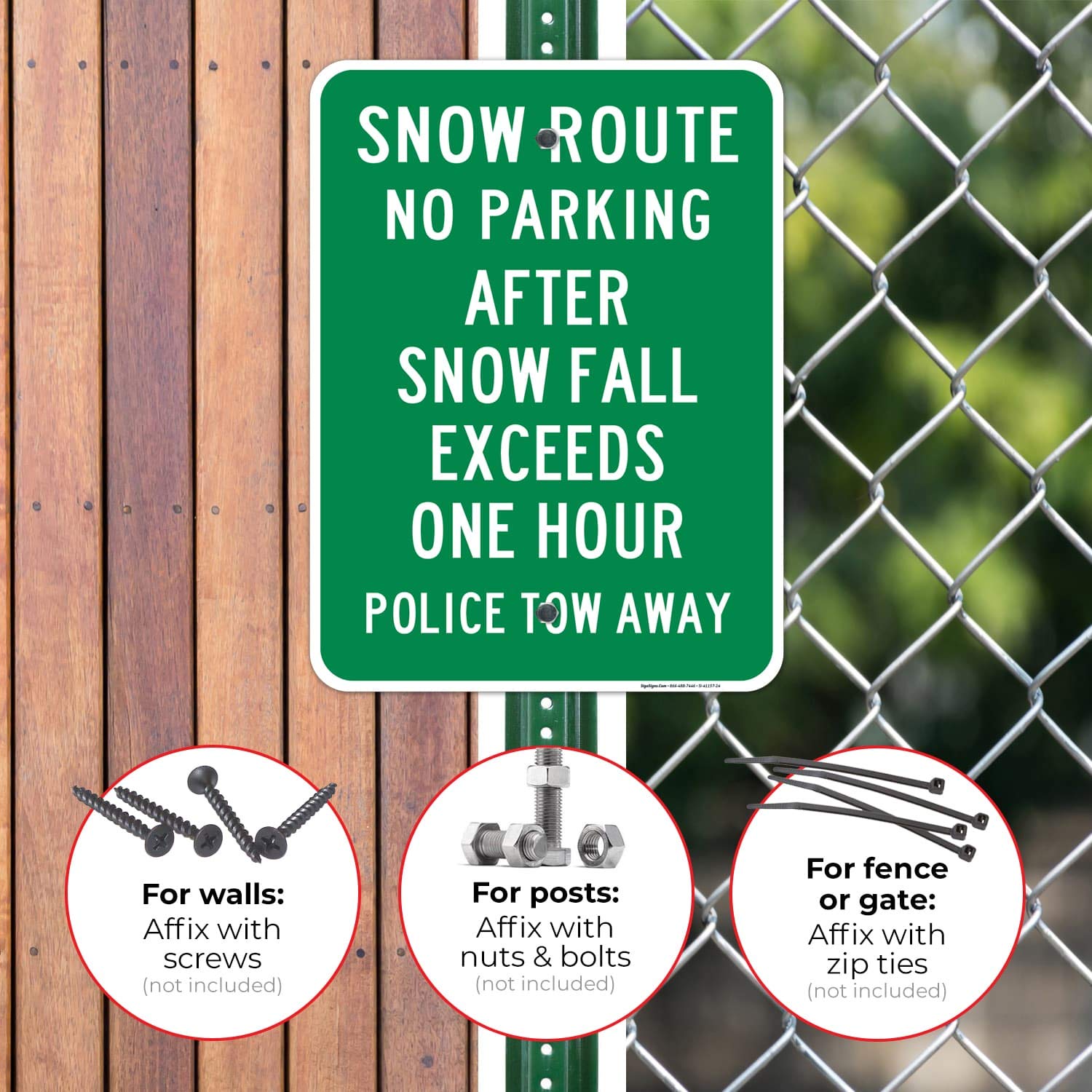 No Parking After Snowfall Sign - 18x24 Inches Rust-Free .063 Aluminum, Fade Resistant - Easy Mounting for Indoor/Outdoor Use - Made in USA - Perfect for Driveways, Parking Lots & Winter Road Safety