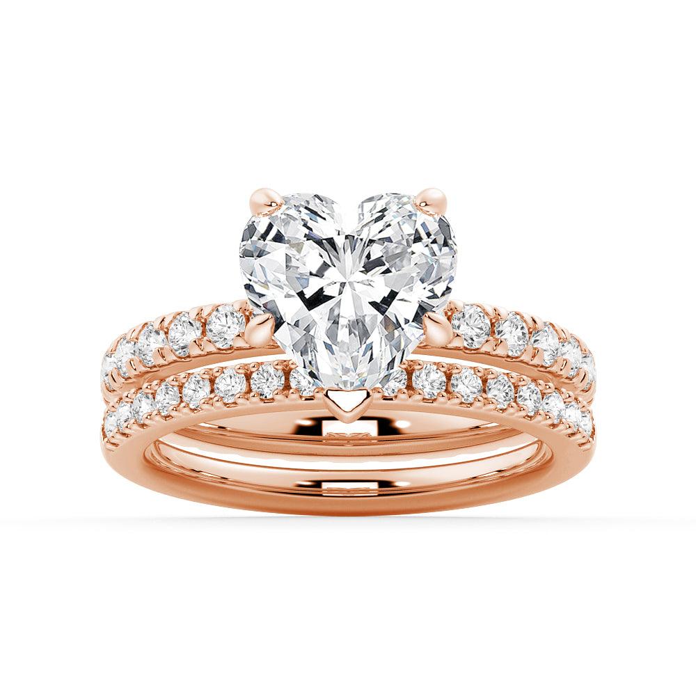 Heart Shaped Moissanite Engagement Ring with Eternity Pave Band - 1.5ct Diamond Alternative Wedding Ring for Her, Proposal Gift, Anniversary Jewelry - Perfect for Romantic Proposals, Weddings & Special Occasions
