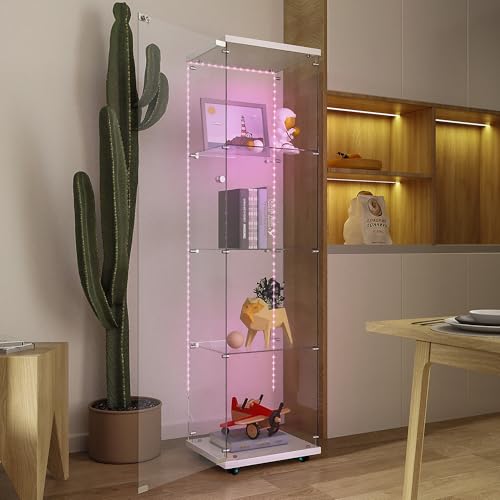 White 1 Doors 4 Shelves With Light-3