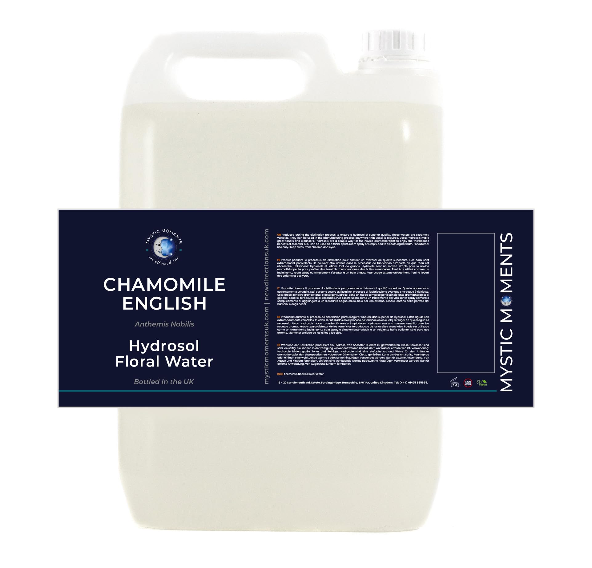 English Chamomile Natural Hydrosol Floral Water 5L - Vegan, GMO-Free for Skin Care, Face Toner & DIY Beauty Products | Aromatherapy, Spa, Natural Skincare Routine