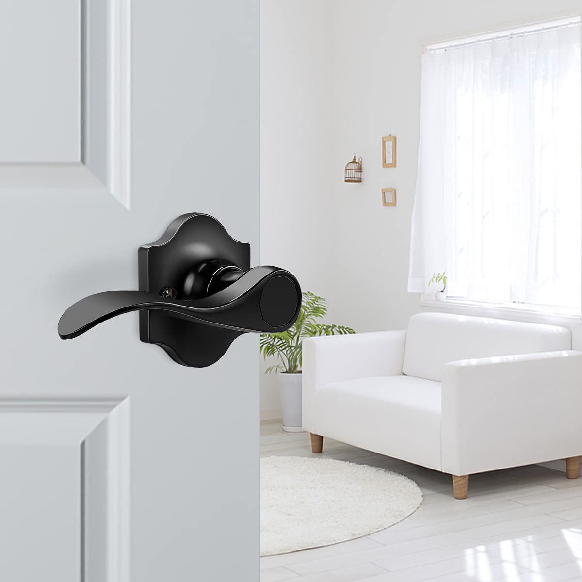 Black Dummy Lever for Interior Door - 2Pack, Left Handed for Pantry & Storeroom