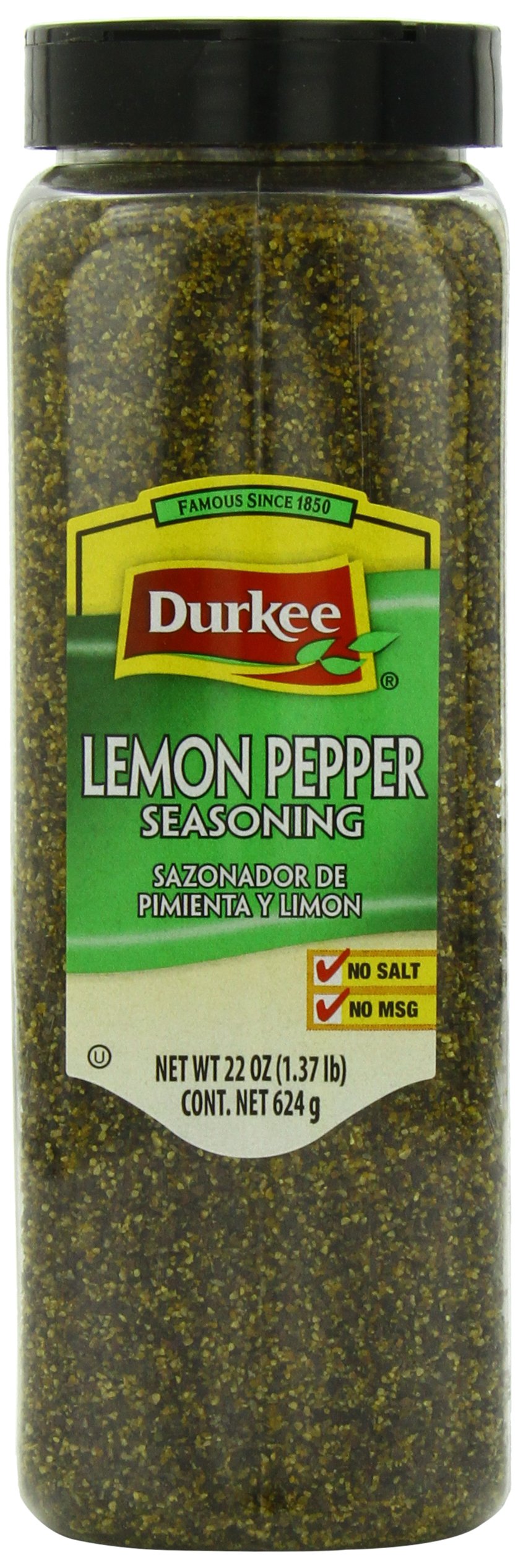 Durkee 100% Salt Free Lemon Pepper Seasoning - 22 oz Bottle | All Natural Spice Blend for Chicken, Fish & Vegetables | Perfect for Grilling, Baking & Cooking