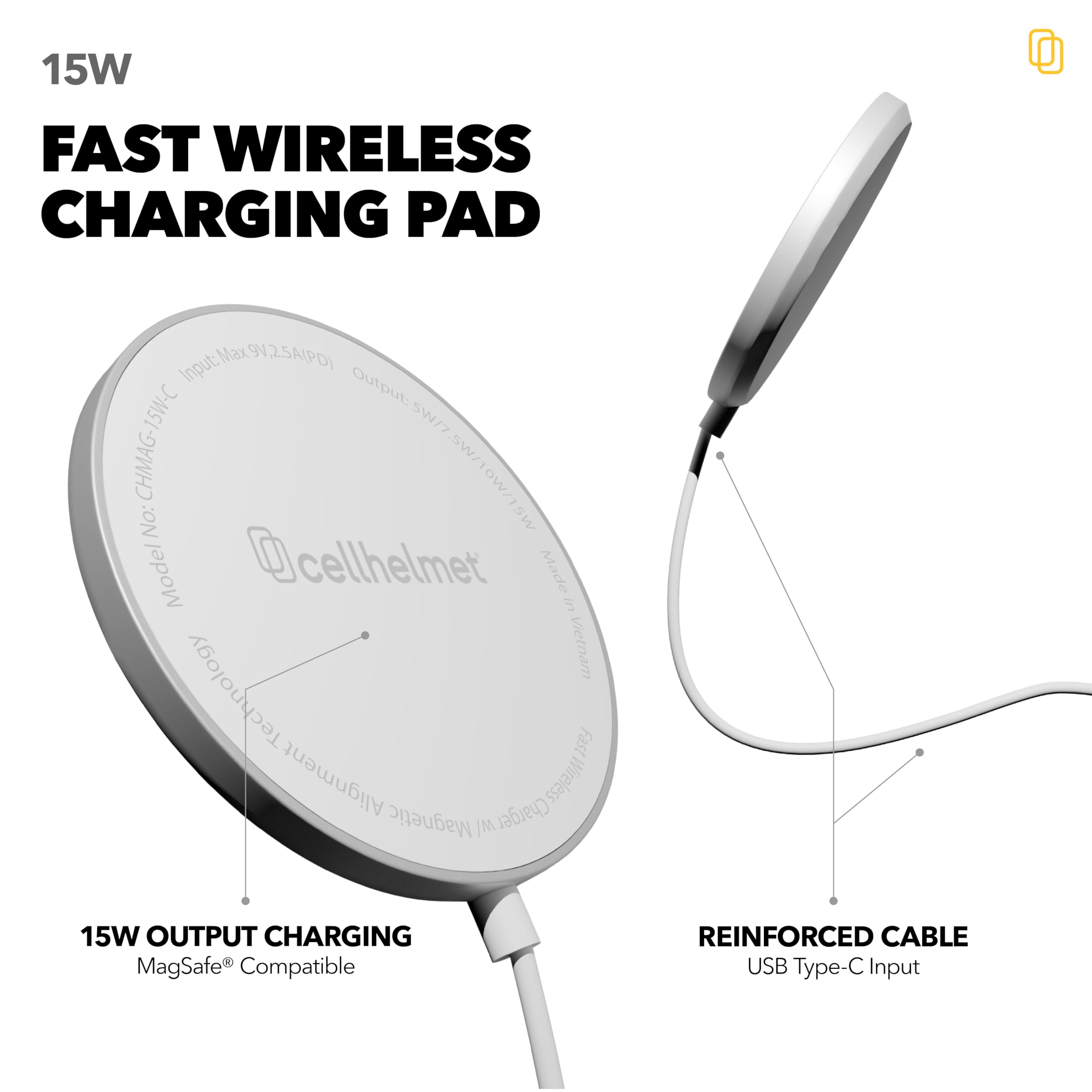 Fast 15W MagSafe Wireless Charging Pad - Qi2 & MagSafe Compatible for iPhone 16/15/14/13/12 & AirPods | Fast Magnetic Charging Station for Home, Office & Travel