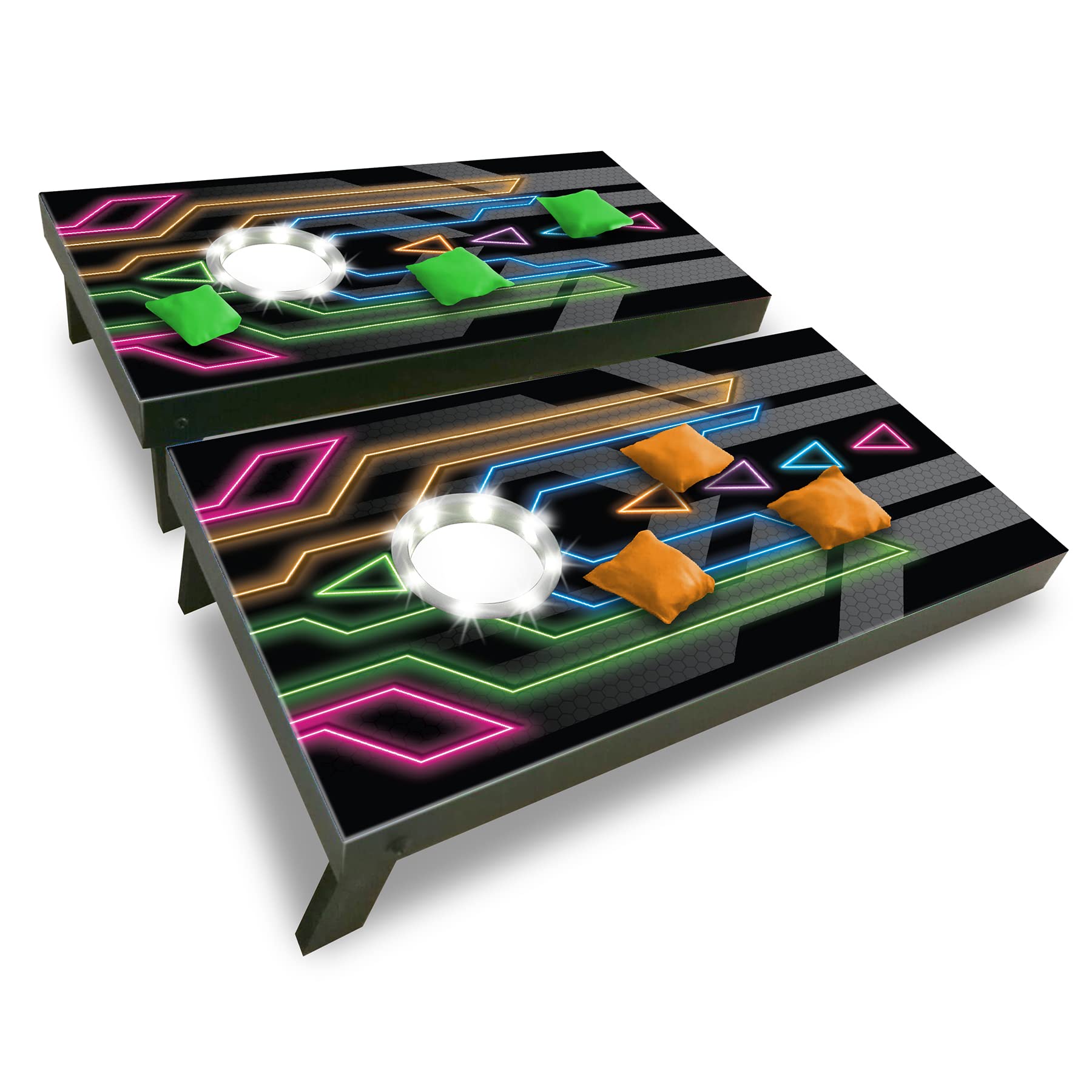 Neon Series Electronic Arcade Cornhole Game - Fun LED Light-Up Tossing Game for Parties, Tailgating & Outdoor Entertainment