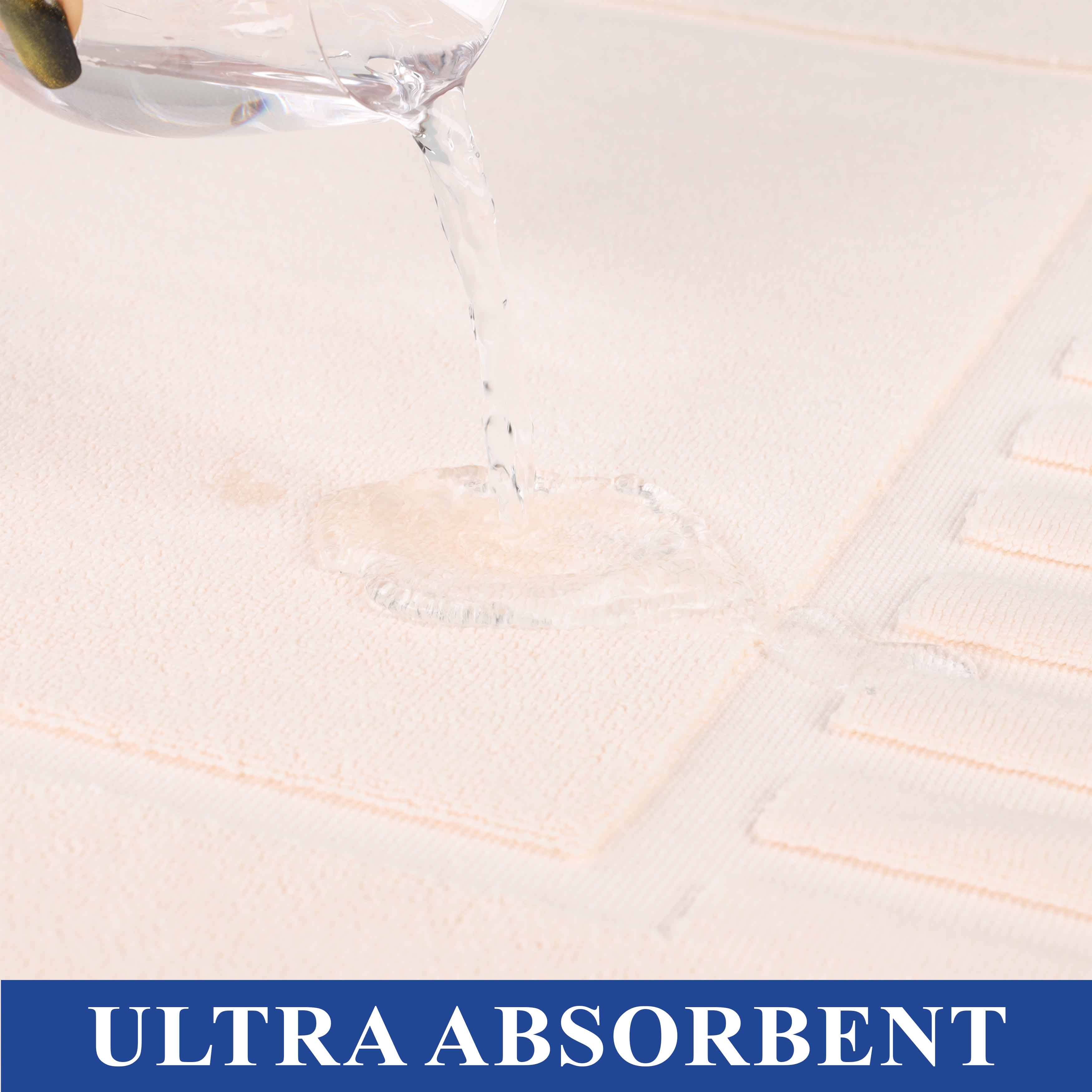 Premium Cotton Modern Geometric Border Absorbent Bath Mat Set of 2 - Non-Slip Soft Bathroom Rug for Bathroom Floor, Shower, Vanity Area - Home Decor Essentials