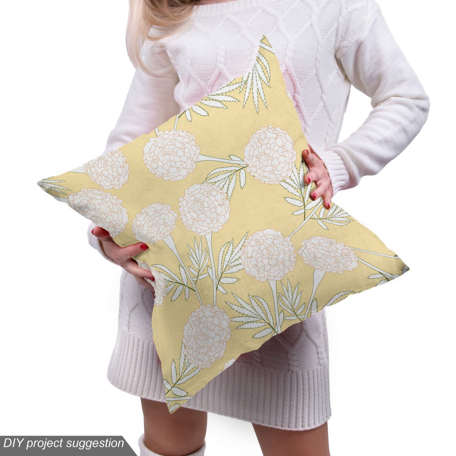Ambesonne Floral Fabric by The Yard - Spring Clove Flower Print Upholstery Fabric for Sofa, Curtains & Home Decor (1 Yard, Beige Peach & Khaki) - Perfect for DIY Projects, Pillow Covers & Table Runners