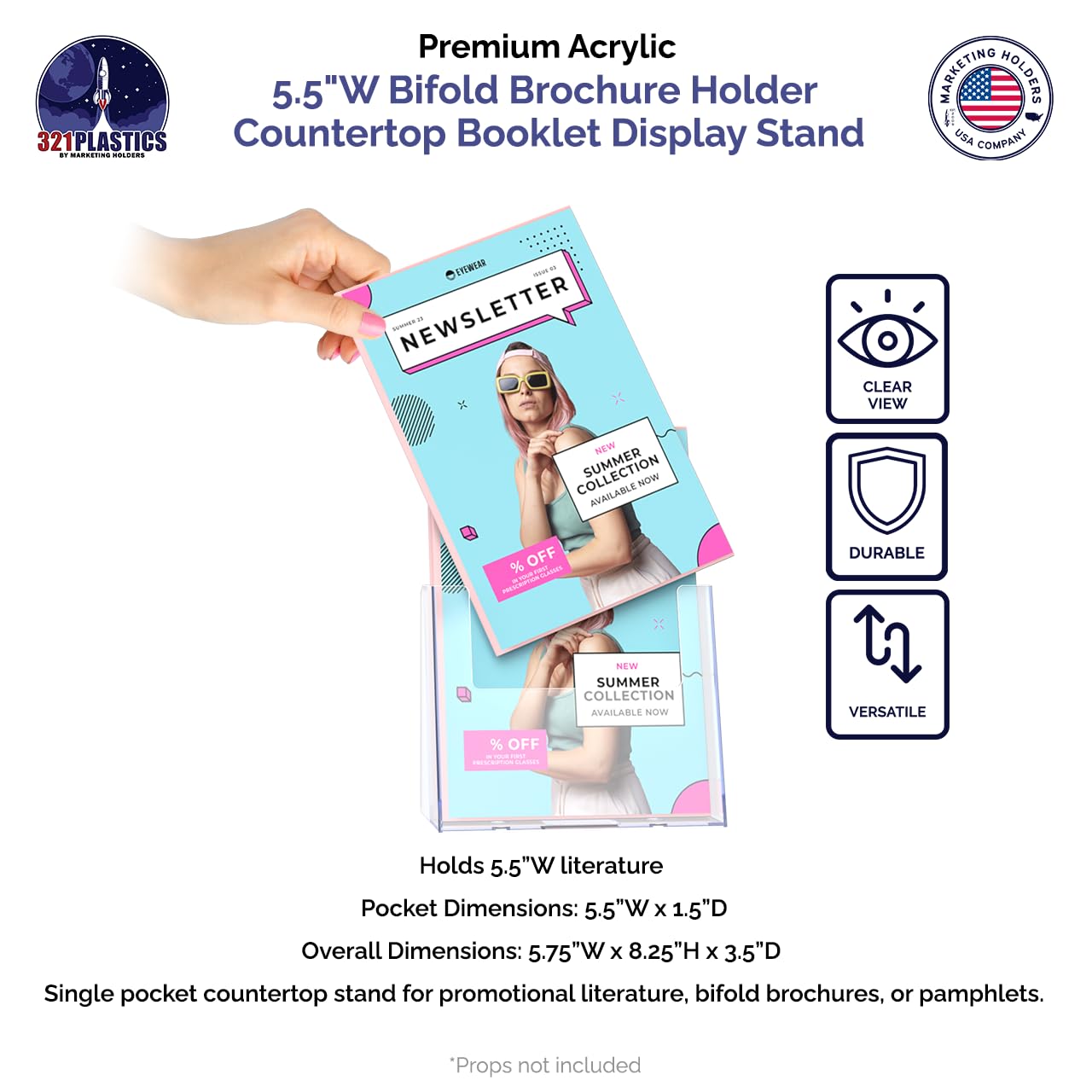 42 Pack Clear Acrylic Brochure Holders for 5.5