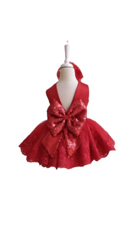 Christmas Girl Dress for Toddlers - Red Lace Holiday Party Dress for Kids | New Year's Eve & Christmas Party Outfit, Family Gatherings, Photo Shoots