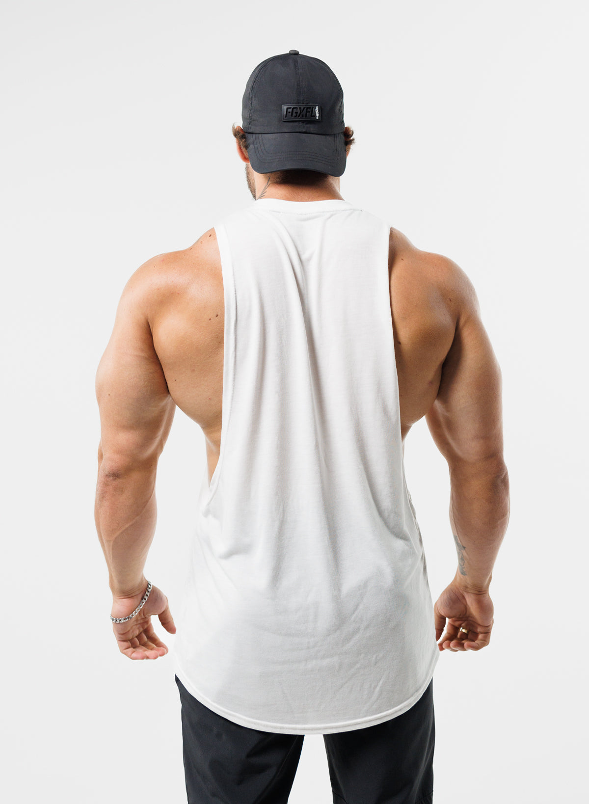 HUSTLE HARDER BRO TANK TOP - White Cotton Muscle Tee for Men | Gym Workout, Casual Streetwear & Summer Outfits