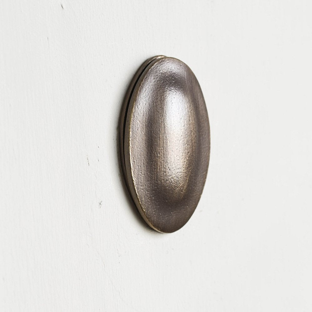 Vintage Distressed Antique Brass Edwardian Oval Escutcheon - Classic Door Plate for Victorian & Edwardian Style Homes - Perfect for Restoration Projects & Historic Home Decor
