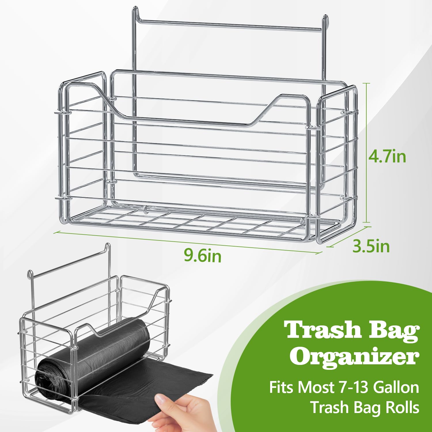 Under Cabinet Pull Out Trash Can with Removable Front Basket - 7-11 Gallon Garbage Bin Storage Solution for Kitchen, Bathroom & Office (Trash Can Not Included) - Space Saving & Odor Control Design