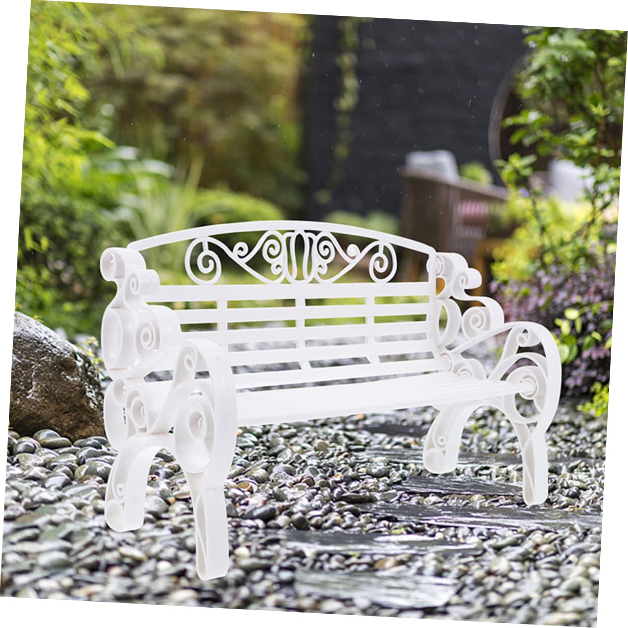 Jojofuny Dollhouse Mini Bench 2pcs - White Miniature Bench Models for Garden & Home Decor - Perfect for Dollhouses, Fairy Gardens, and DIY Miniature Scenes