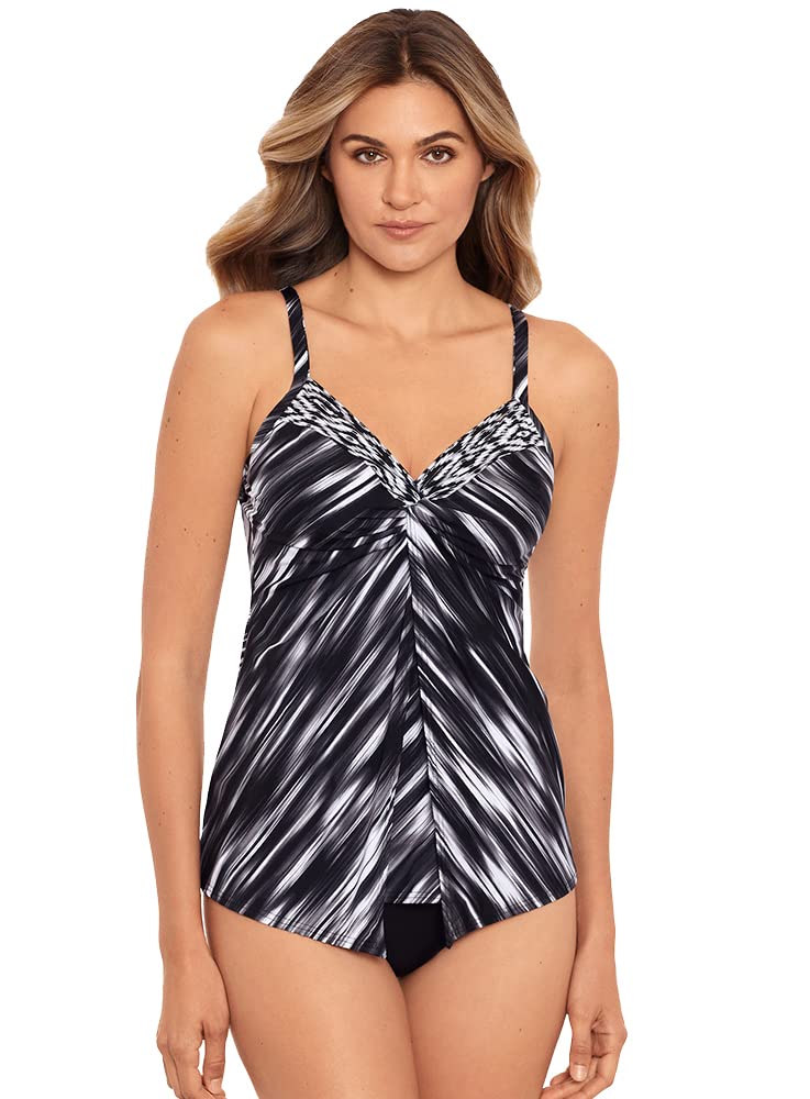 Miraclesuit Women's Love Knot Sweetheart Neckline Underwire Bra Tankini Top - Flattering Swimwear for Pool, Beach & Vacation