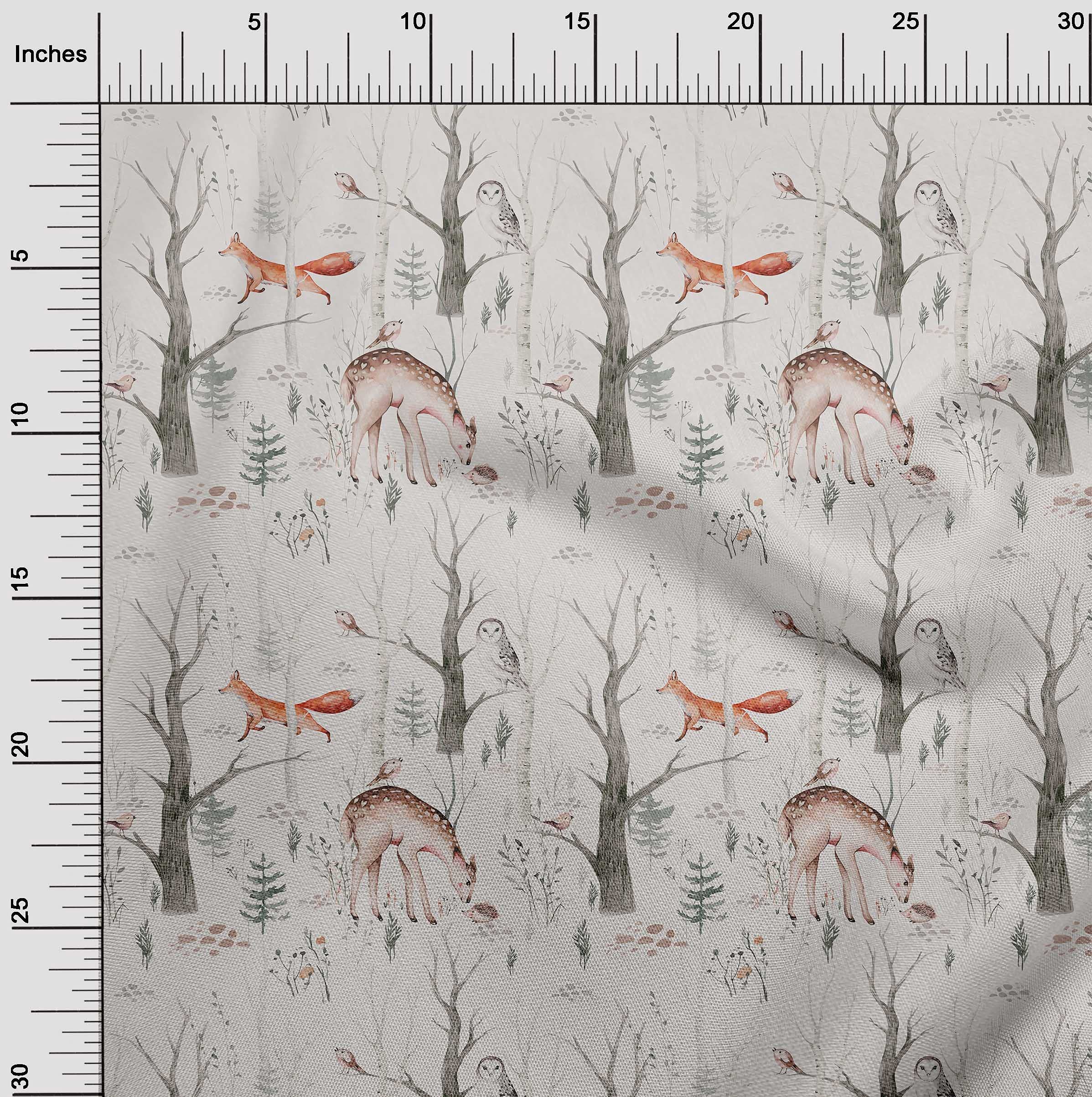 oneOone Rayon Orange Fabric with Deer Print - 56 Inch Wide for DIY Clothing & Sewing Supplies | Perfect for Dresses, Skirts, and Home Decor Projects