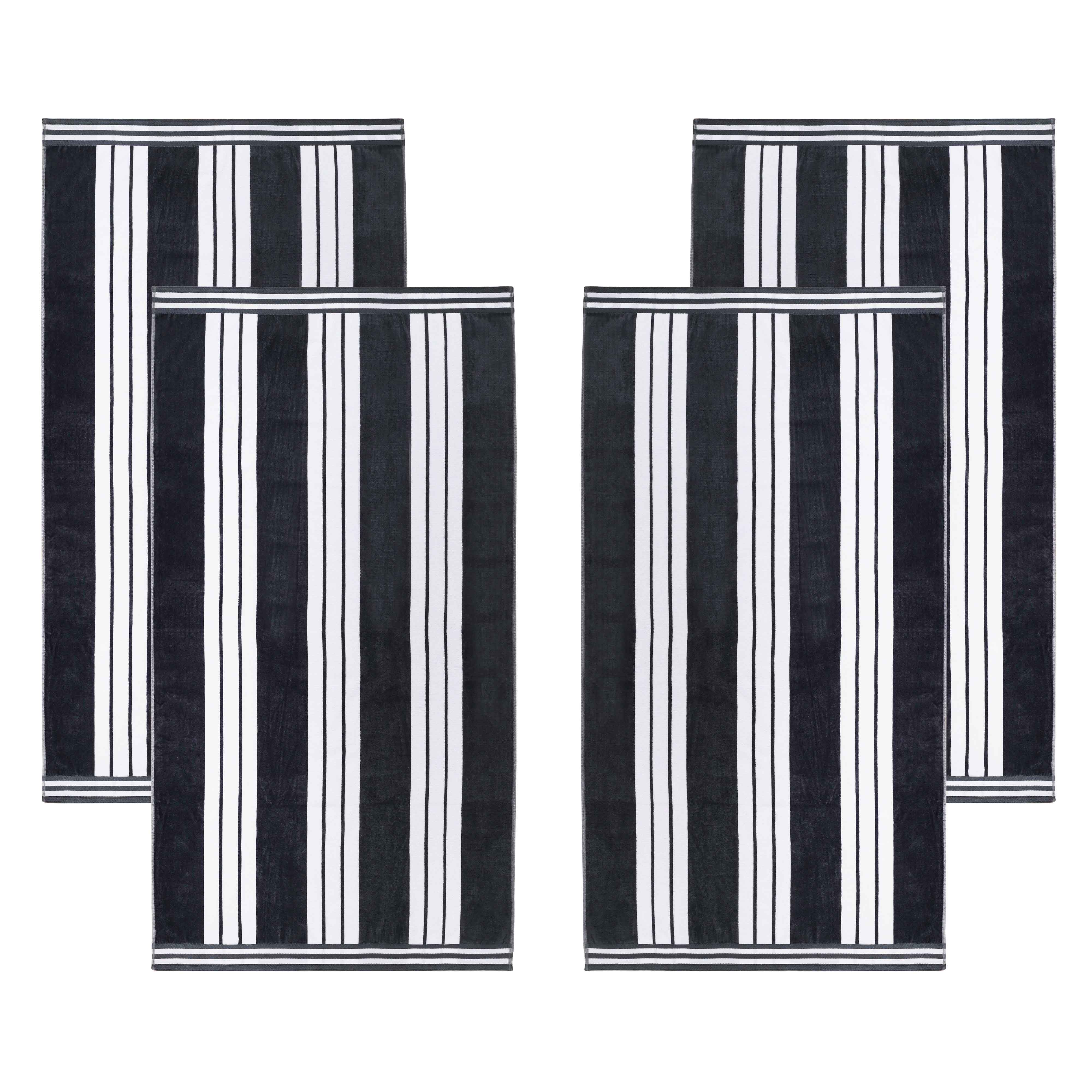 Premium Oversized Cabana Striped Cotton Beach Towel Set - 2, 4, or 6 Pack - Soft Quick-Dry Bath Towels for Pool, Beach, Vacation & Spa Days