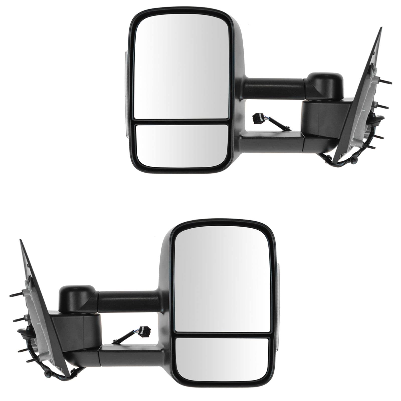 Power Heated Textured Towing Mirrors with Turn Signal for Chevy Silverado & GMC Sierra - Perfect for Off-Roading, Towing & Winter Driving