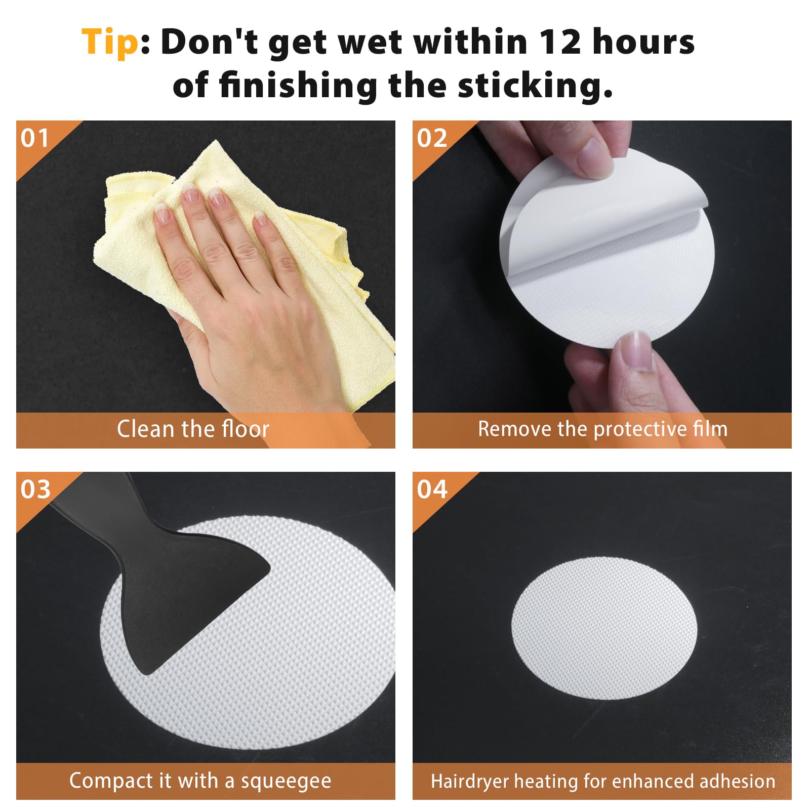 24-Pack Pink Non-Slip Bathtub Stickers - Round Adhesive Anti-Slip Shower Decals for Bathroom Floor, Stairs & Ladders - Includes Scraper Tool - Perfect for Kids & Elderly Safety in Wet Areas