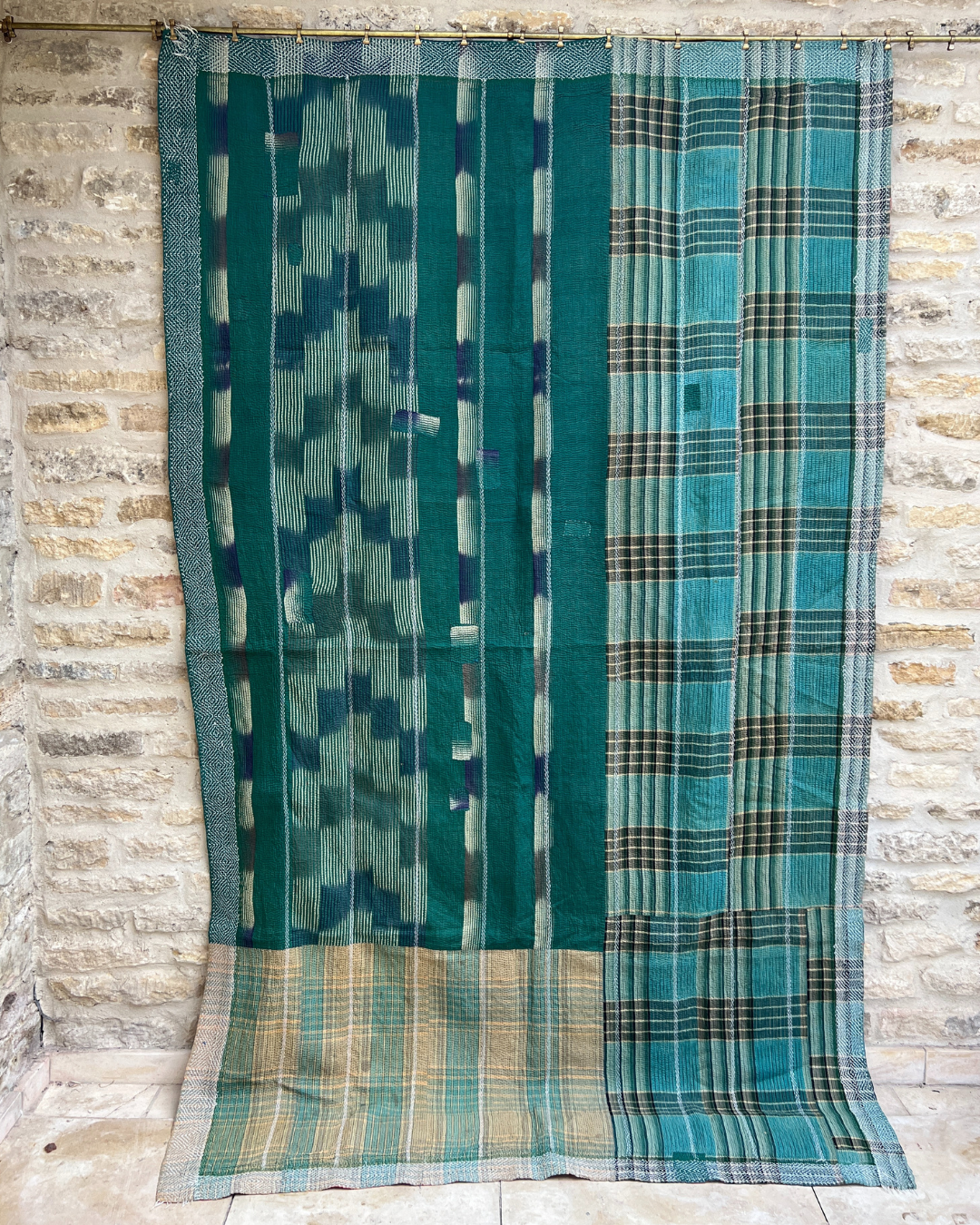 Premium Midweight Kantha Quilt No. 790 - Handmade Cotton Bedspread for Cozy Home Decor | Perfect for Bedroom, Sofa & Boho Style Living Spaces