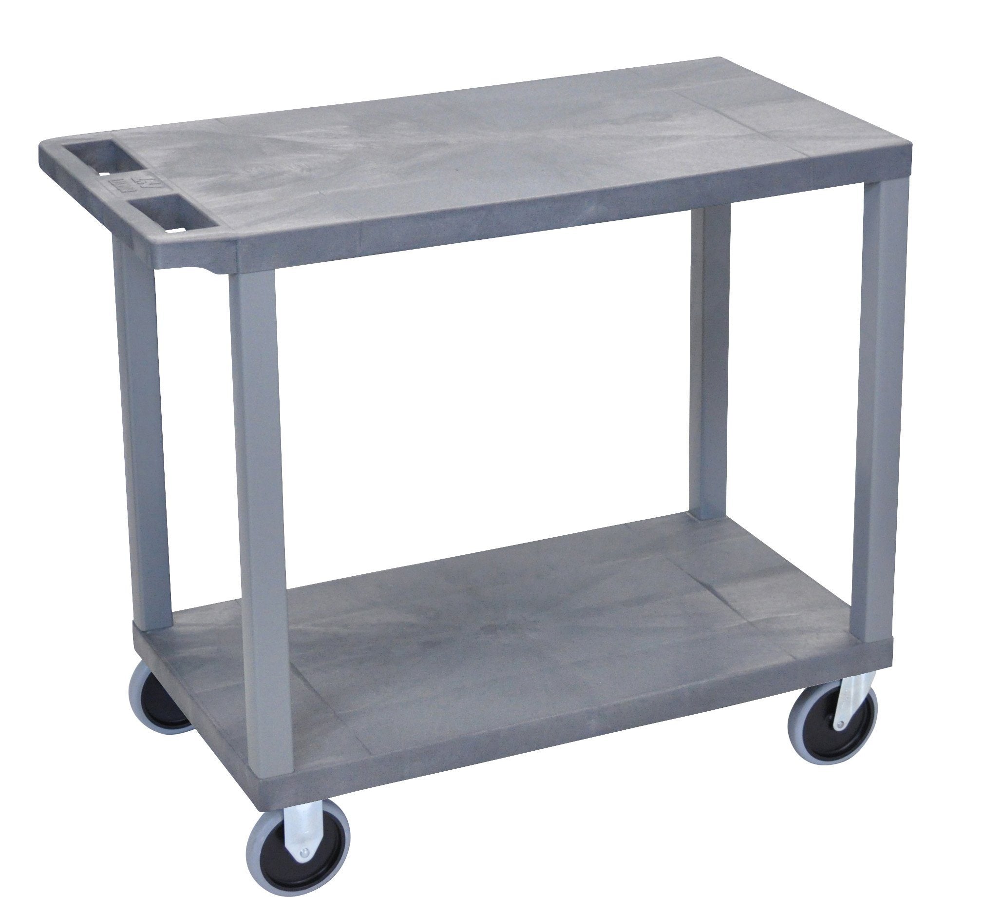 Luxor Gray EC22HD G 18x32 Utility Cart with 2 Flat Shelves - Perfect for Kitchen, Office, or Workshop Organization