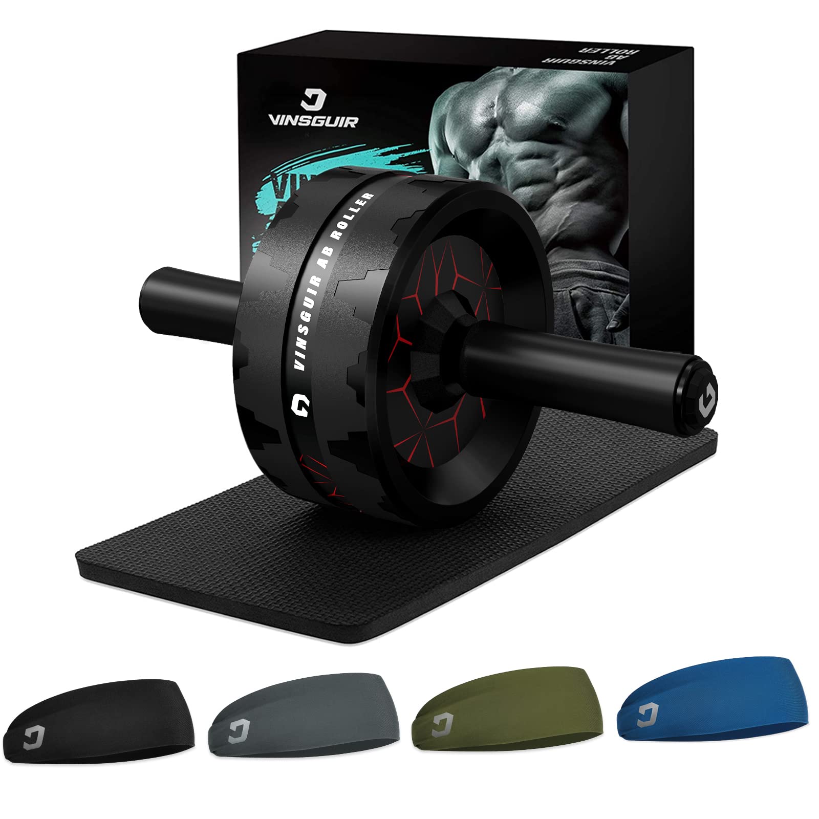 Ab Roller Wheel for Core Strength Training - Home Gym Abdominal Workout Equipment with Knee Pad Accessories | Perfect for Home Fitness, Gym & Core Exercises