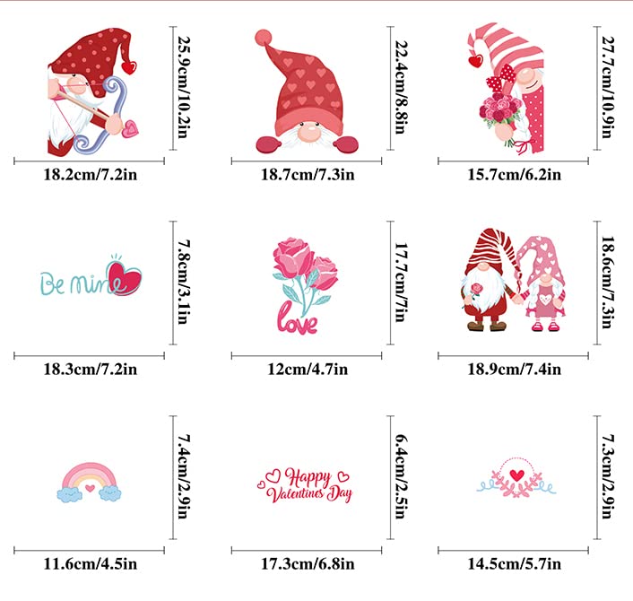 Valentines Day Window Clings Decorations - 126Pcs Gnome Heart Decals for Glass, Perfect for Holiday, Wedding & Anniversary Parties - Festive Home Decor for Couples & Families in 2024