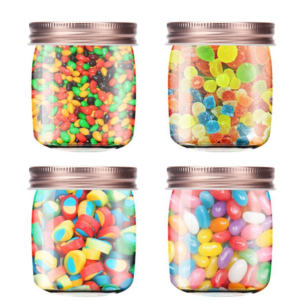 Novelinks 8oz Clear Plastic Jars with Rose Gold Lids - 16 Pack BPA-Free Refillable Round Containers for Spices, Beauty Products & Home Organization - Perfect for Pantry, Bathroom & Craft Storage