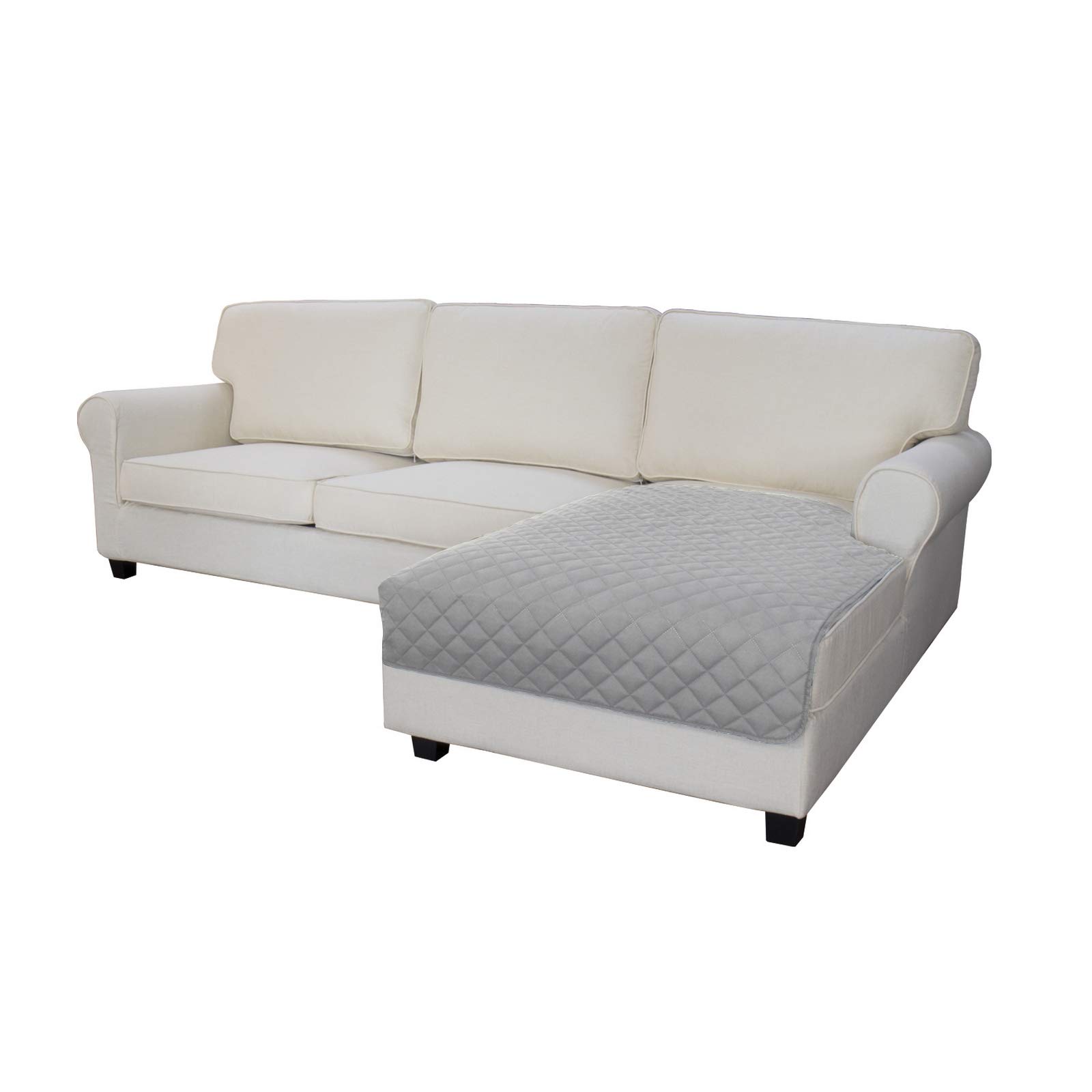 Reversible L-Shaped Sectional Sofa Slipcover 42x52 Inches - Chaise Lounge Cover, Furniture Protector for Pets & Kids (Light Gray) - Perfect for Living Room, Family Room & Pet-Friendly Homes