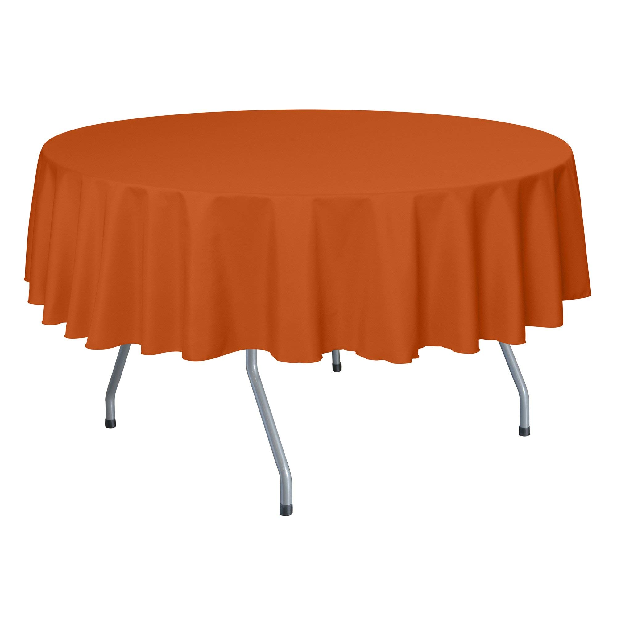 5-Pack 60-Inch Round Polyester Tablecloth for Dining Tables - Wrinkle & Stain Resistant Orange Table Cover for Parties, Weddings, Restaurants & Home Decor