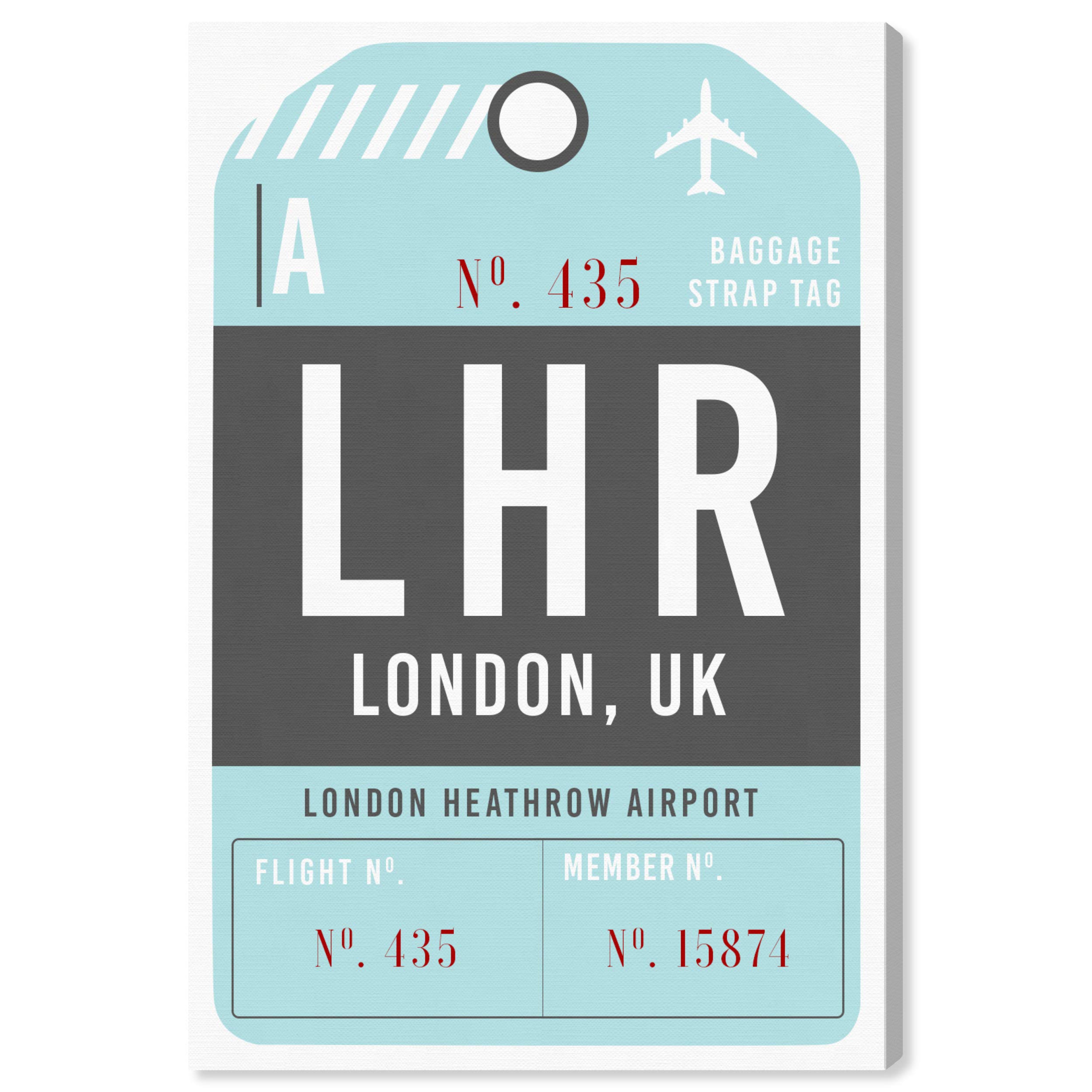 Oliver Gal Artist Co. London Luggage Tag Wall Art Canvas Print - 20x30 Inches Blue & Gray City Skyline Home Decor - Perfect for Living Room, Bedroom or Office Wall Decoration
