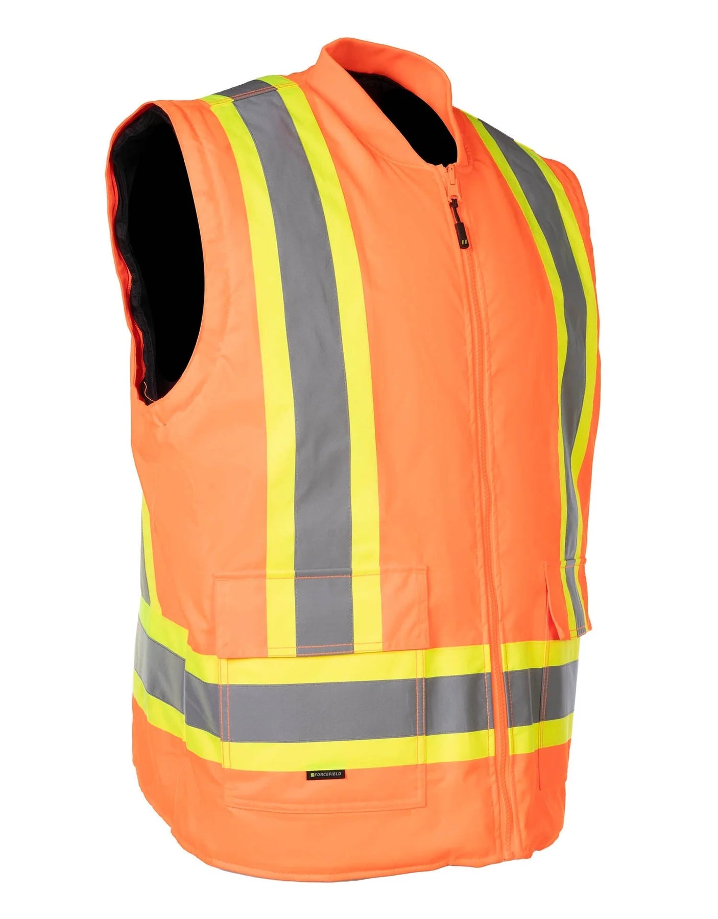 Forcefield Hi Vis 6-in-1 Removable Bomber Jacket for Men - High Visibility Safety Work Jacket with Reflective Strips - Ideal for Construction, Road Work & Night Driving