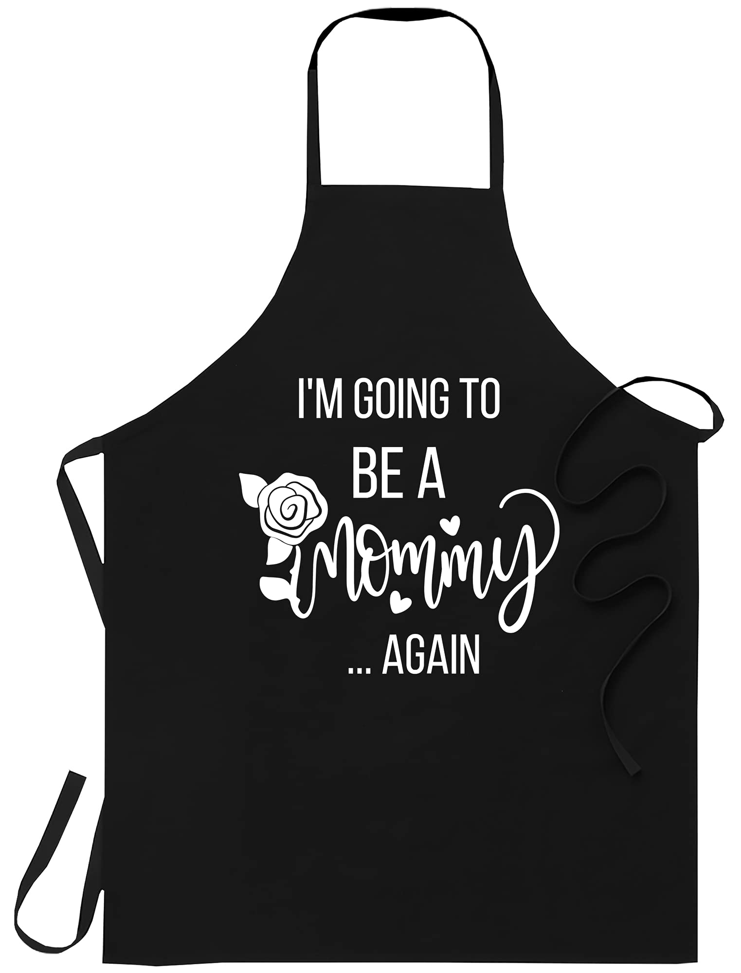 Pregnancy Announcement T-Shirt Apron - 'I'm Going To Be A Mommy Again' New Mom Gift - Black Cooking Apron for Women & Men - One Size Fits All - Perfect for Gender Reveals, Baby Showers & Kitchen Use