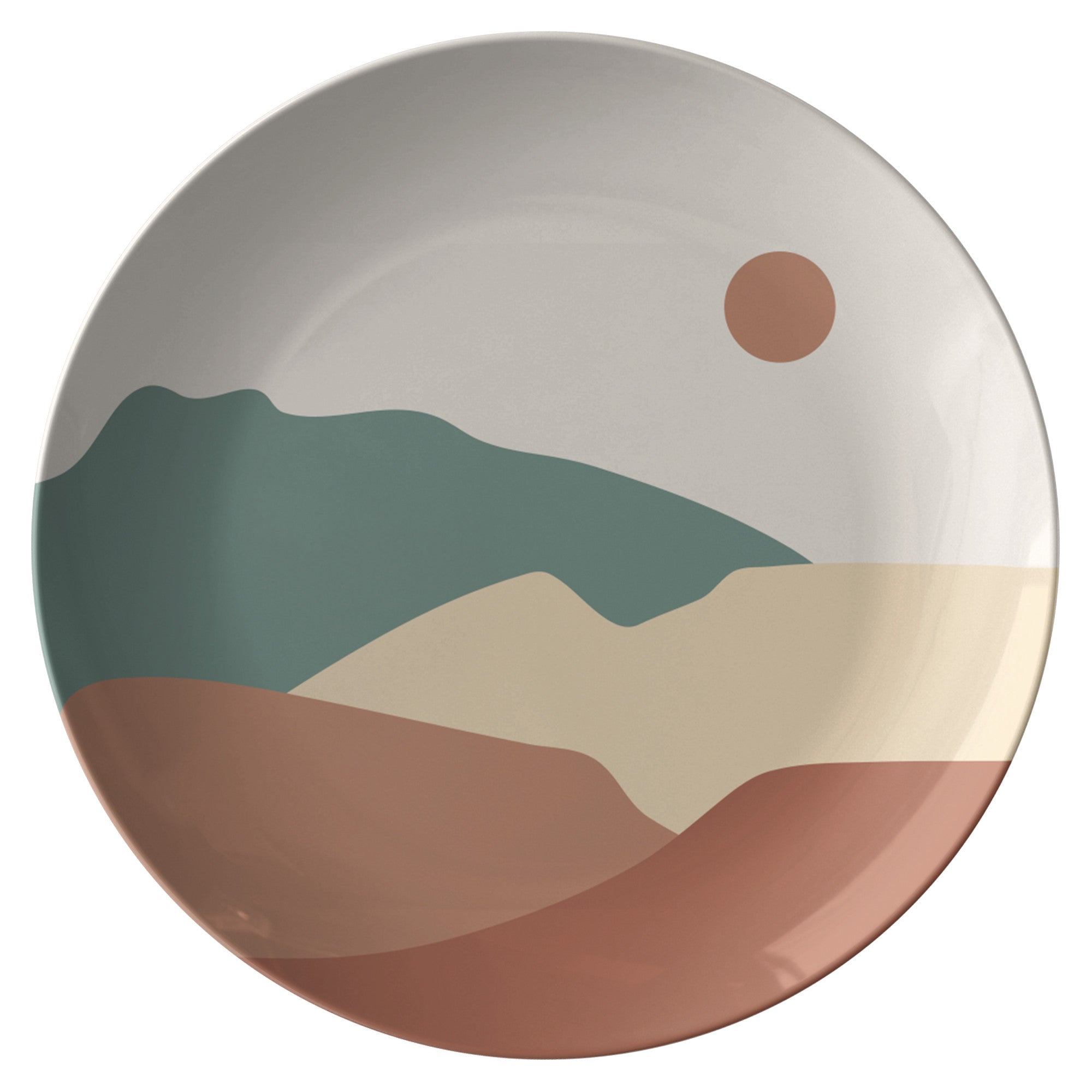 Stylish Modern Full Moon Desert Plastic Dinner Plates - Set of 4, Durable Melamine Dishes for Indoor/Outdoor Dining, Picnics & Party Decor