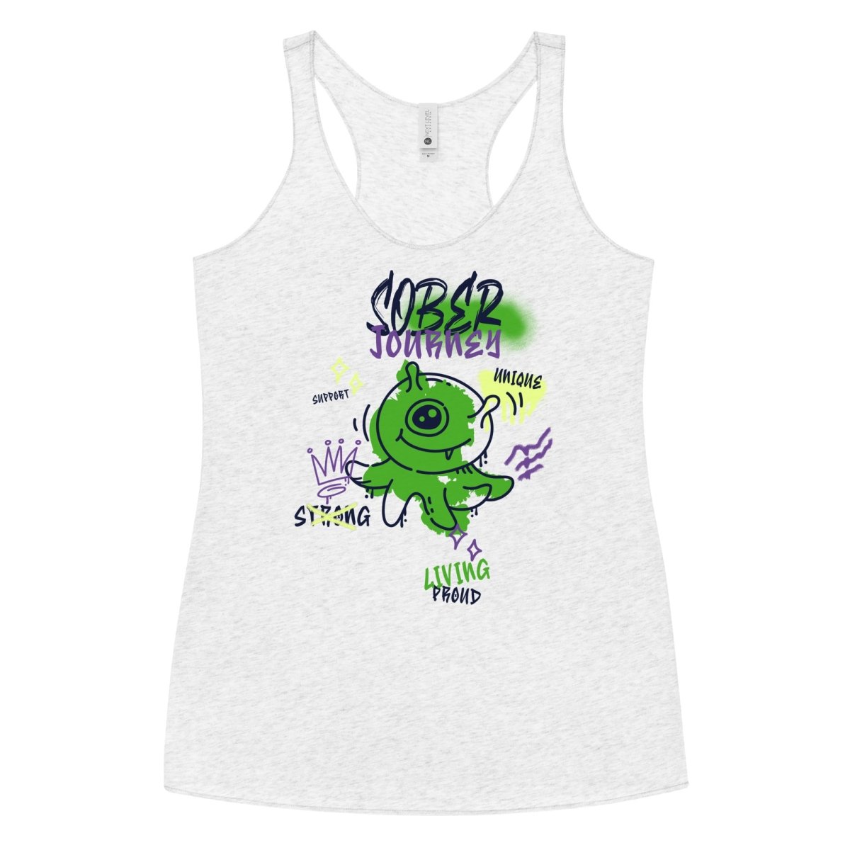 Alien Sober Quest Women's Racerback Tank Top - Intergalactic Recovery Series | Workout & Yoga Activewear
