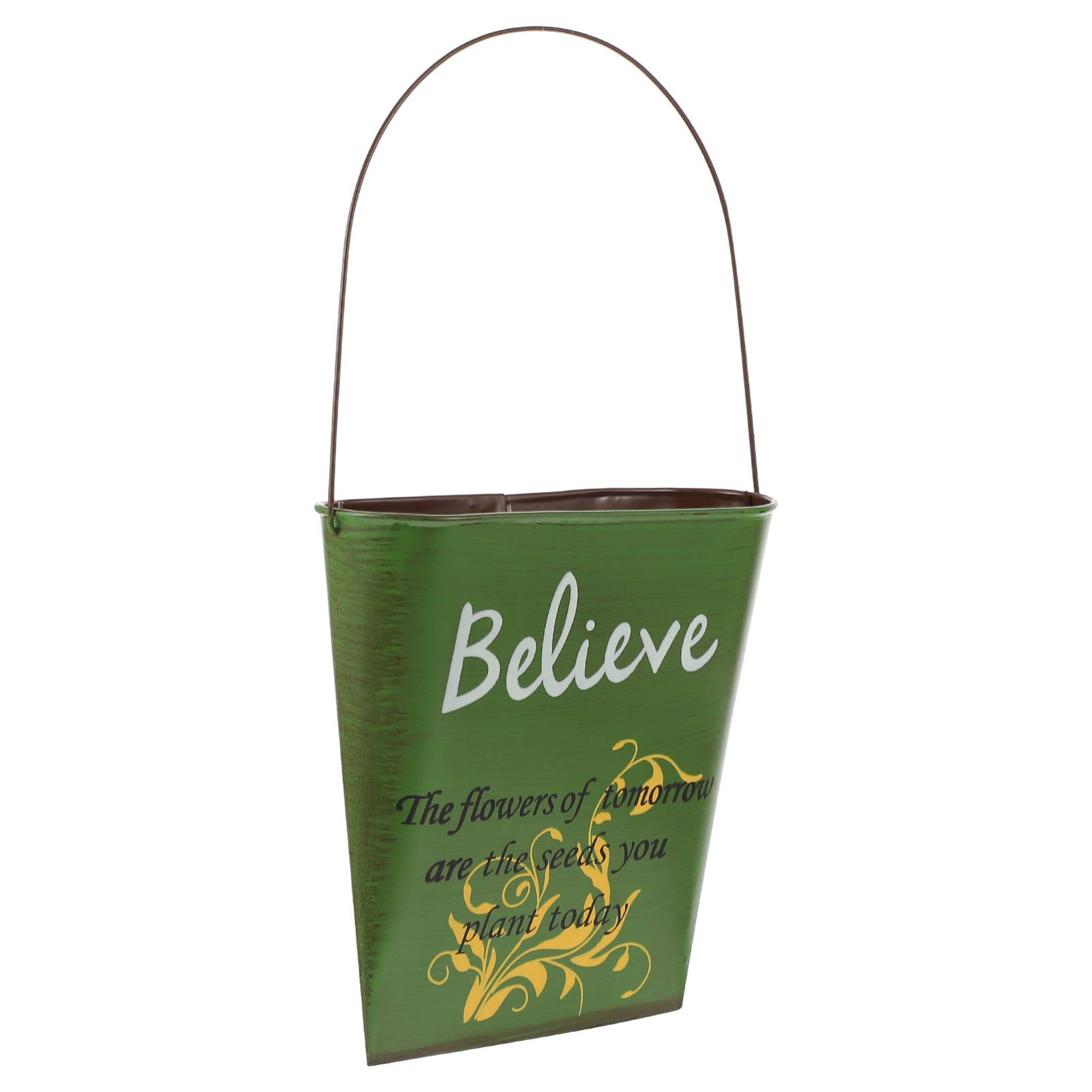 1pc Vintage Tin Flower Bucket - Wall-Mounted Hanging Planter Basket, Iron Flower Holder for Indoor/Outdoor Decor - Perfect for Kitchen, Balcony & Garden Decor