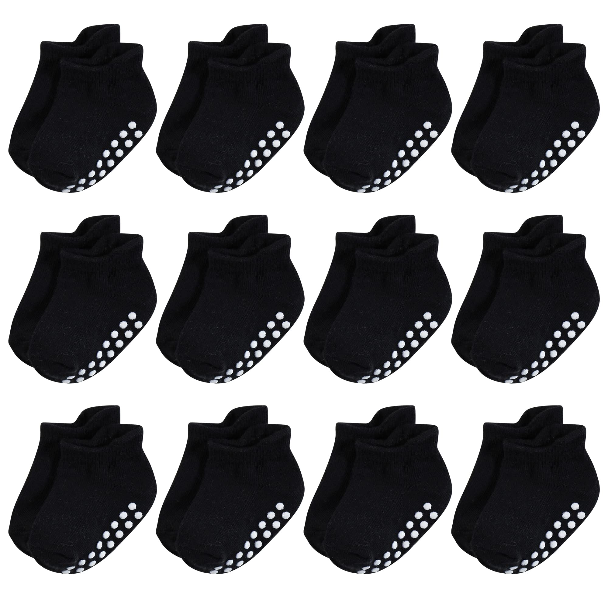 Hudson Baby Unisex Non-Skid No-Show Socks for Infants & Toddlers - Soft Comfortable Grip Socks for Crawling, Walking & Everyday Wear